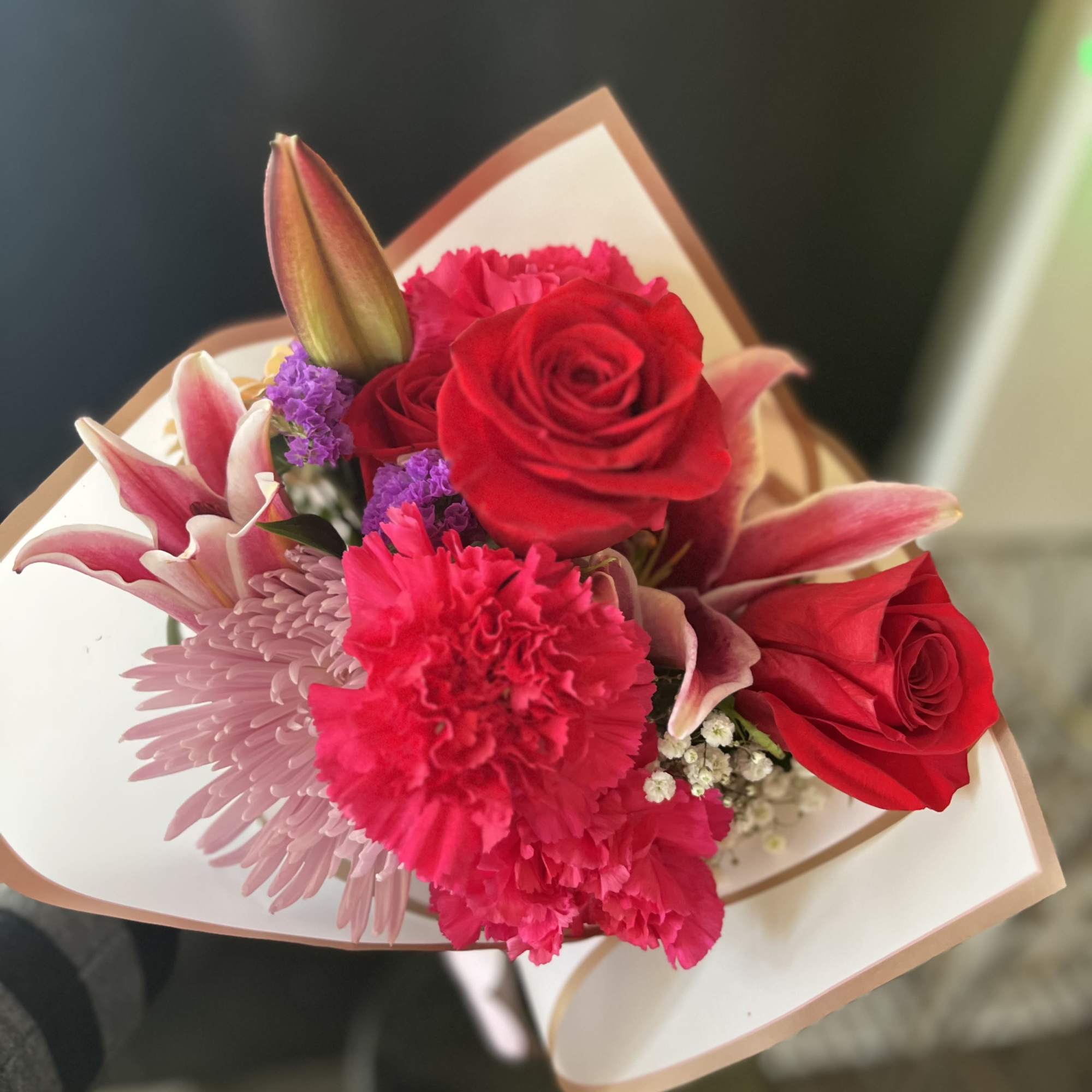 fresh flowers in bouquet no vase 