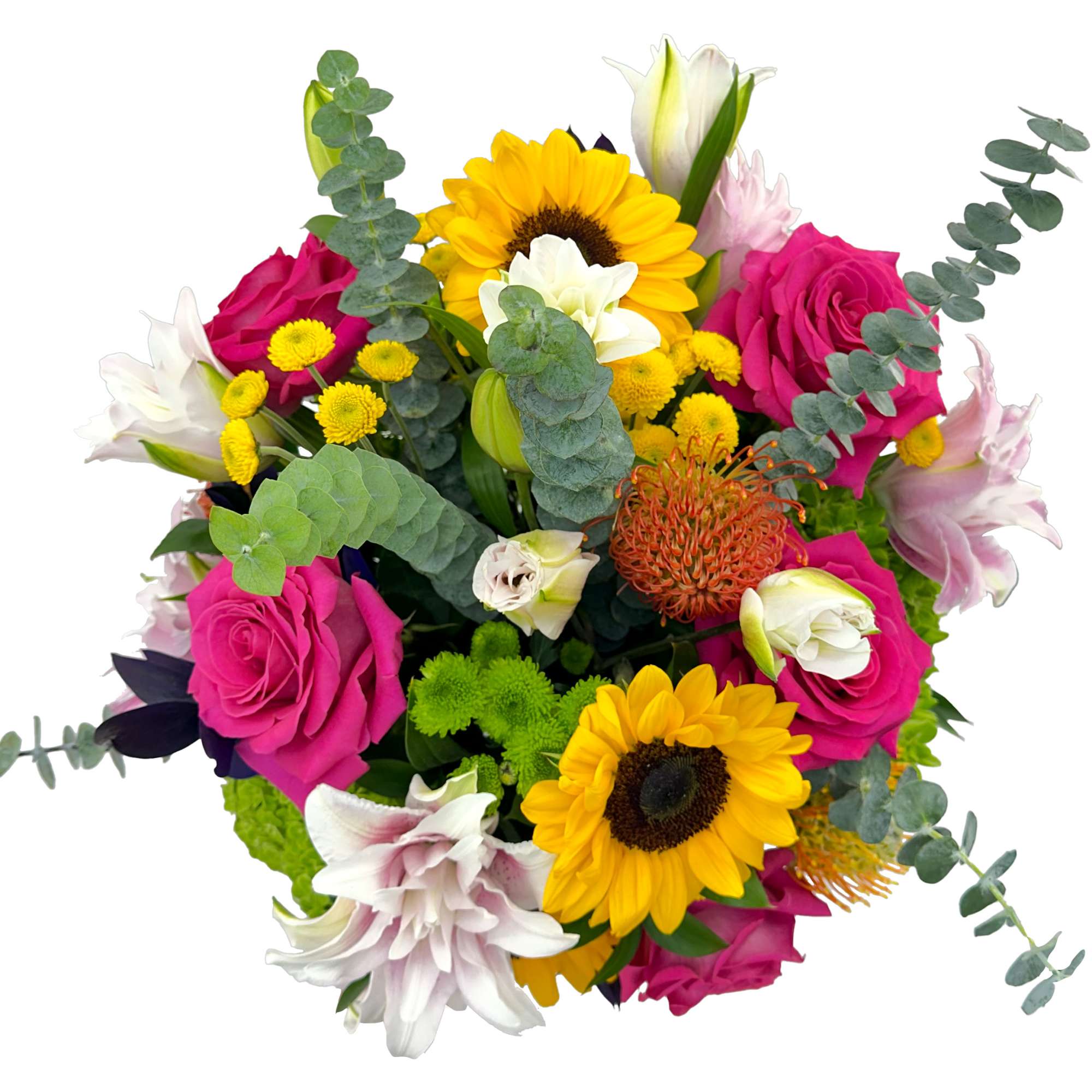 Regality and innocence come to mind with this bouquet of hydrangeas, pink