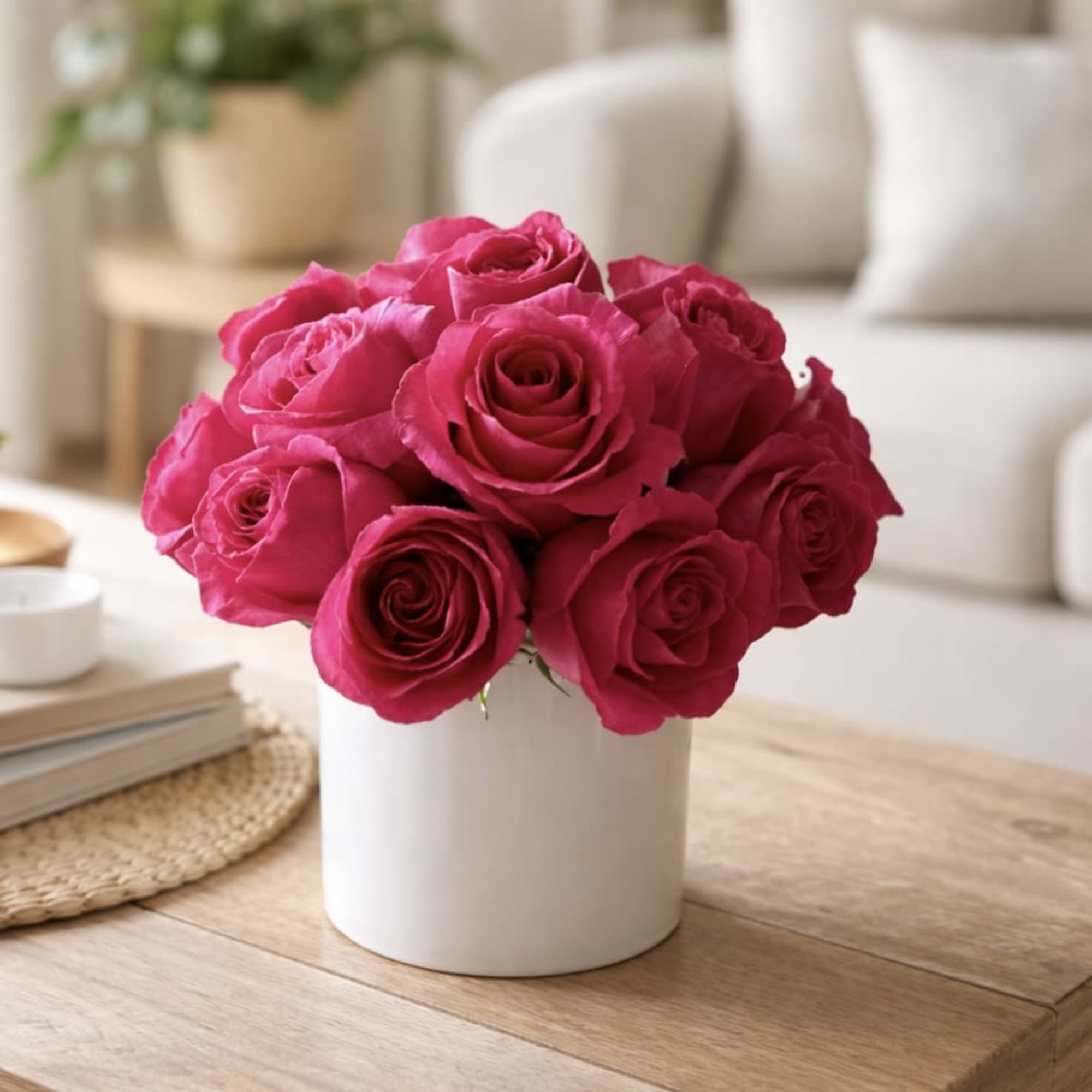 Sometimes flowers don&rsquo;t need a reason.
This joyful arrangement of vibrant hot-pink roses