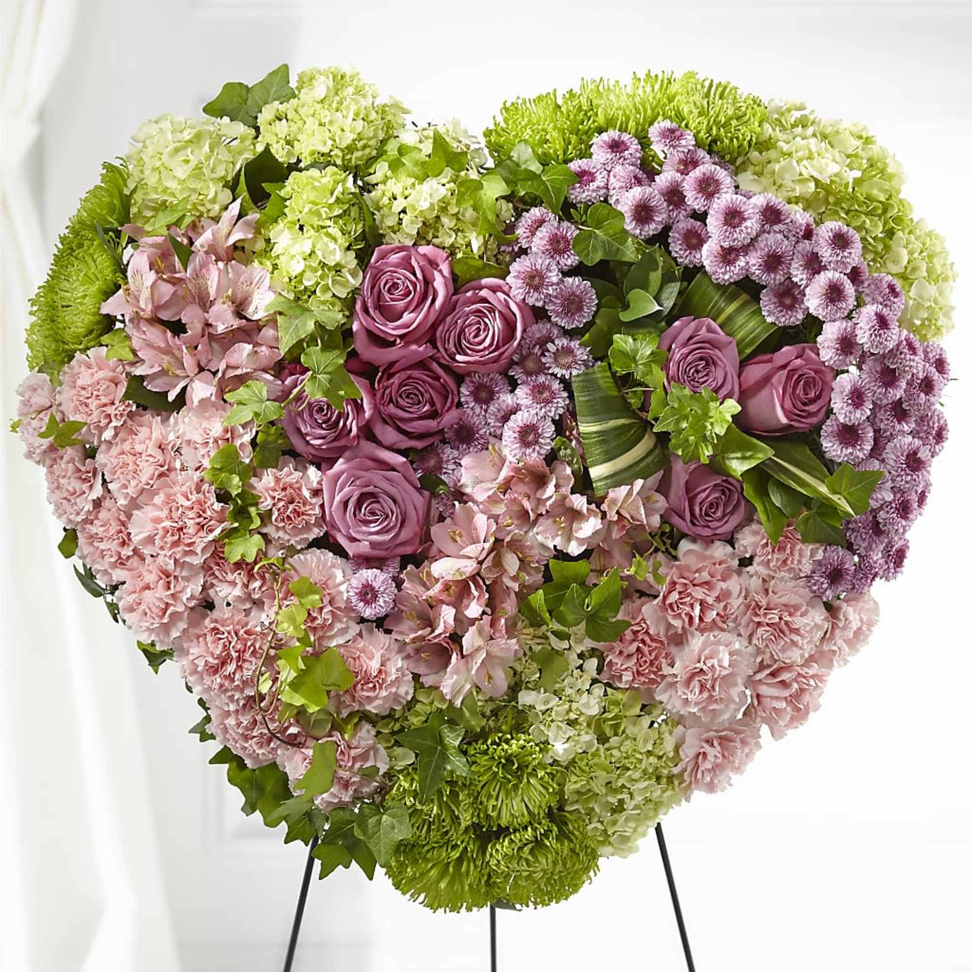 A colorful mix of pink, green and lavender blooms in a gorgeous
