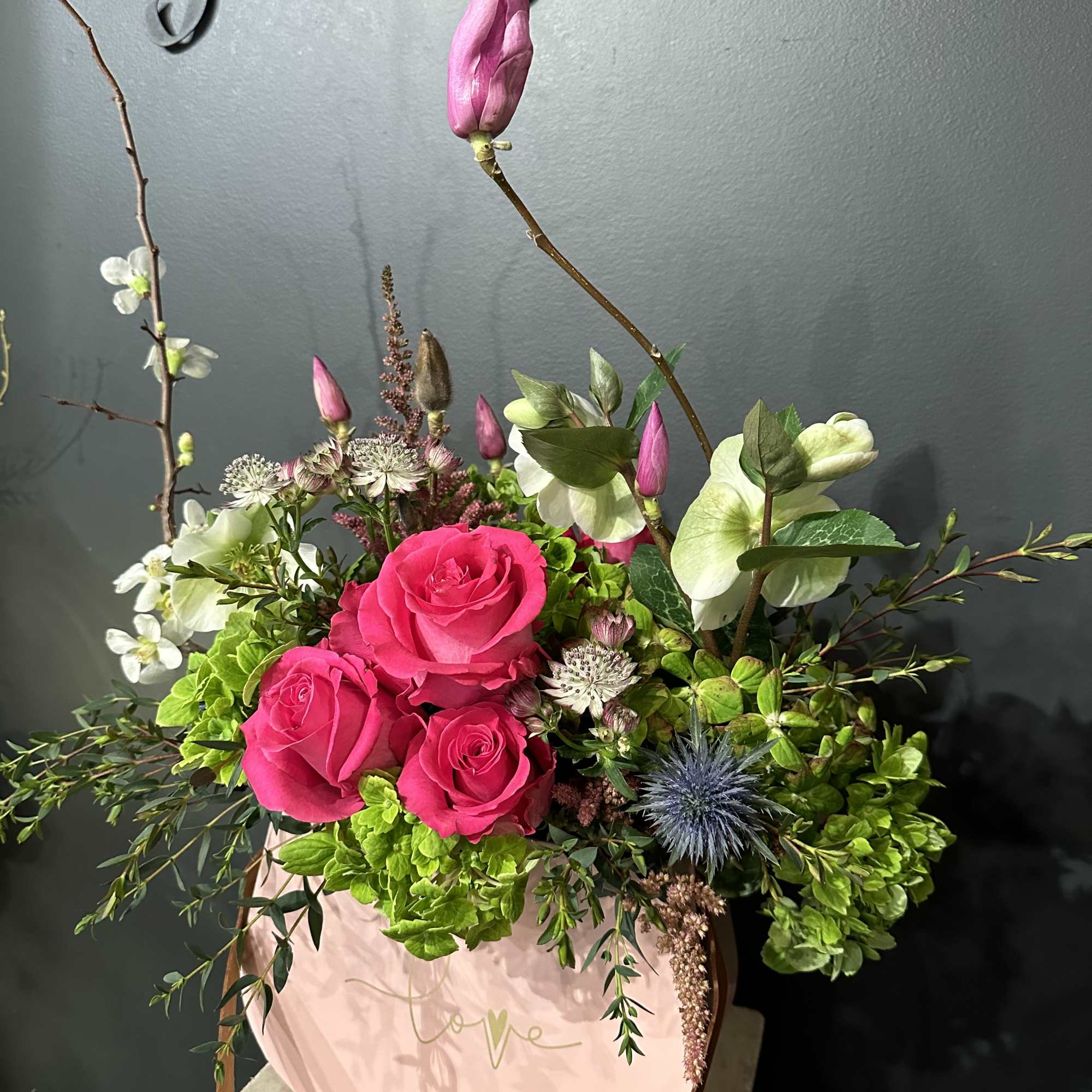 Arrangement with a bear plush and chocolates is Deluxe.
Something different and cute