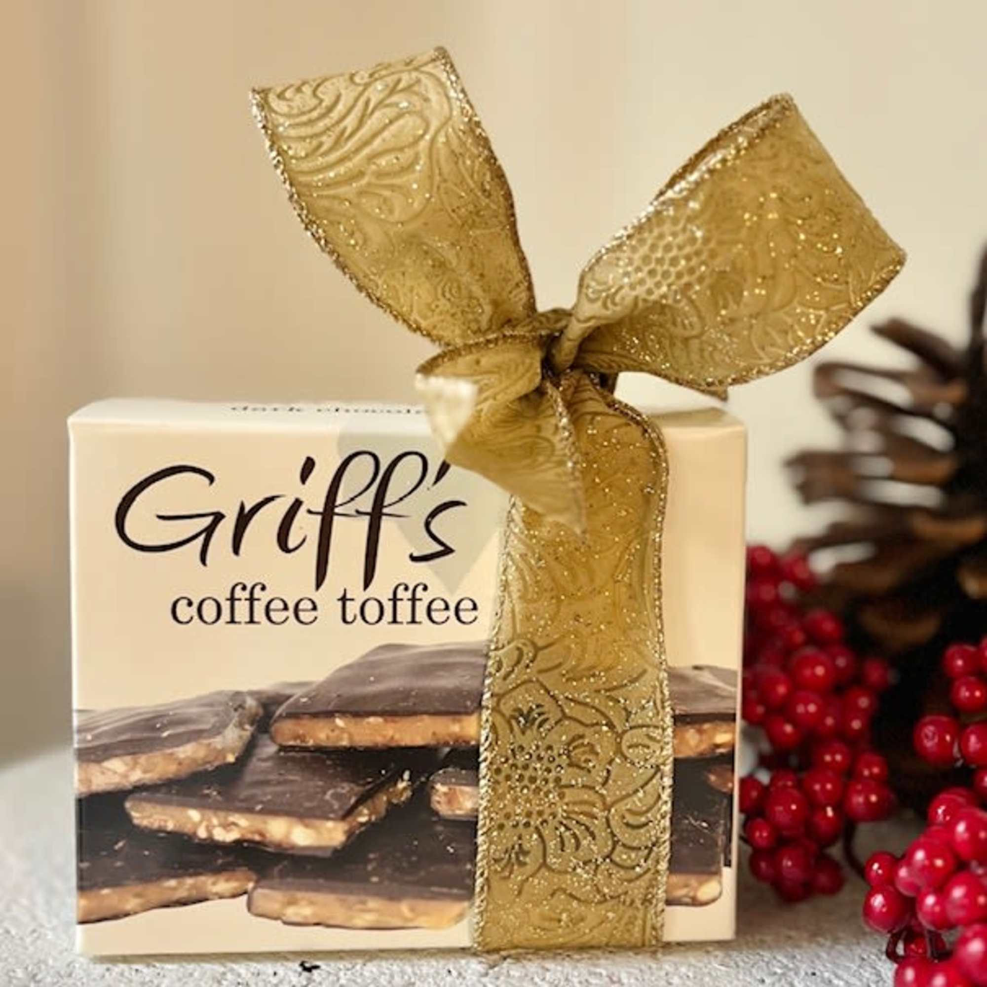 Add some coffee toffee to your order, made locally!
Griff's Coffee Toffee (7