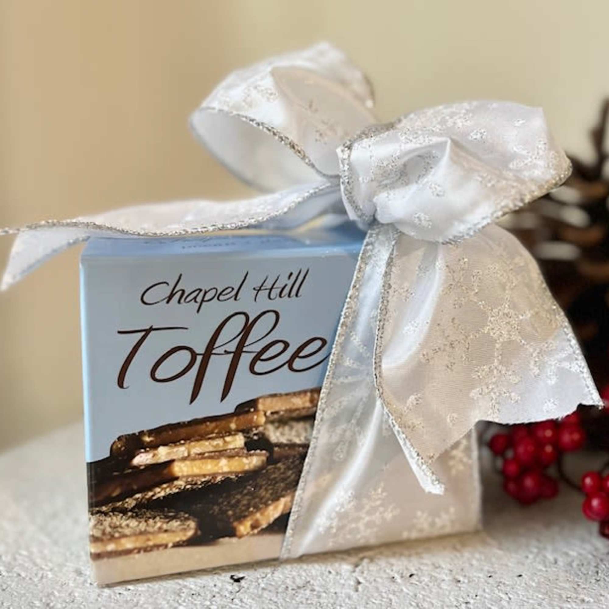Add some pecan and dark chocolate toffee to your order! Made local