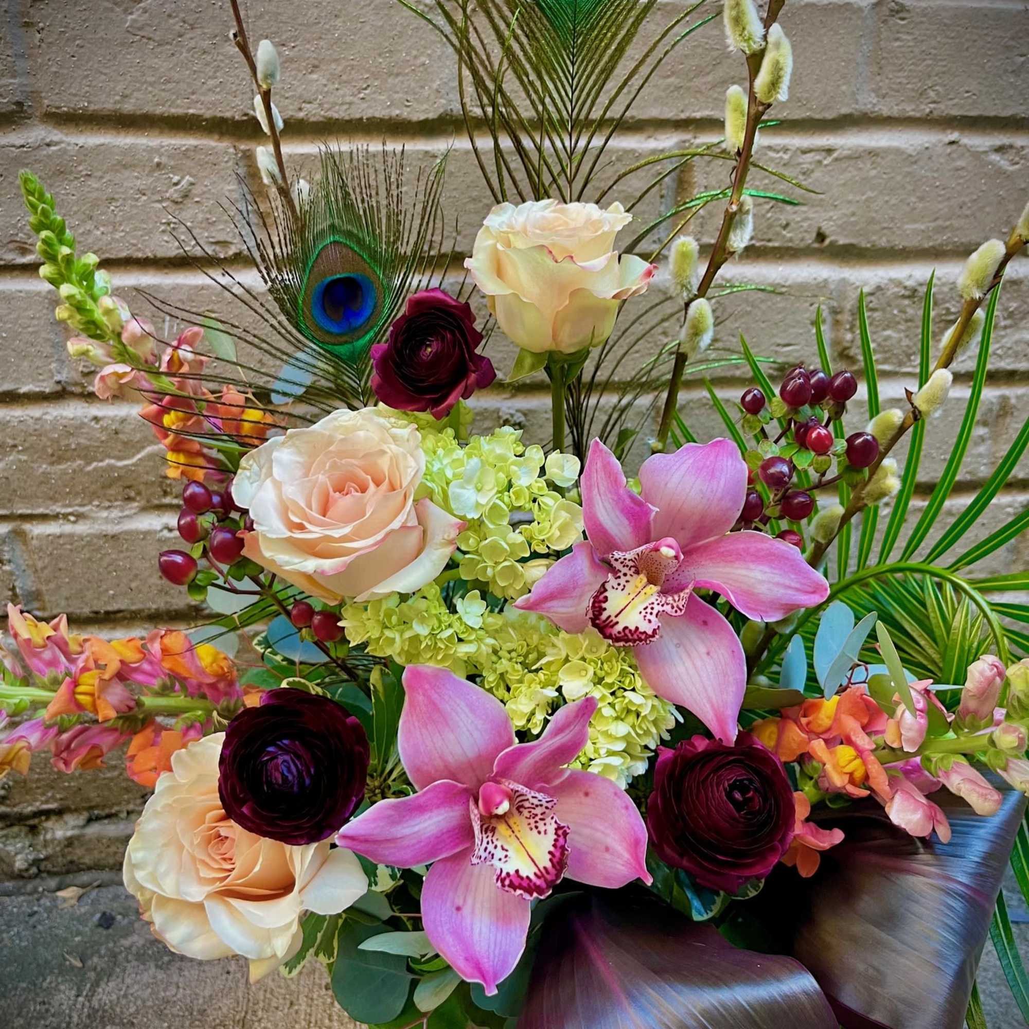 This beautiful arrangement reminiscent of the the Art Nouveau period features beautiful