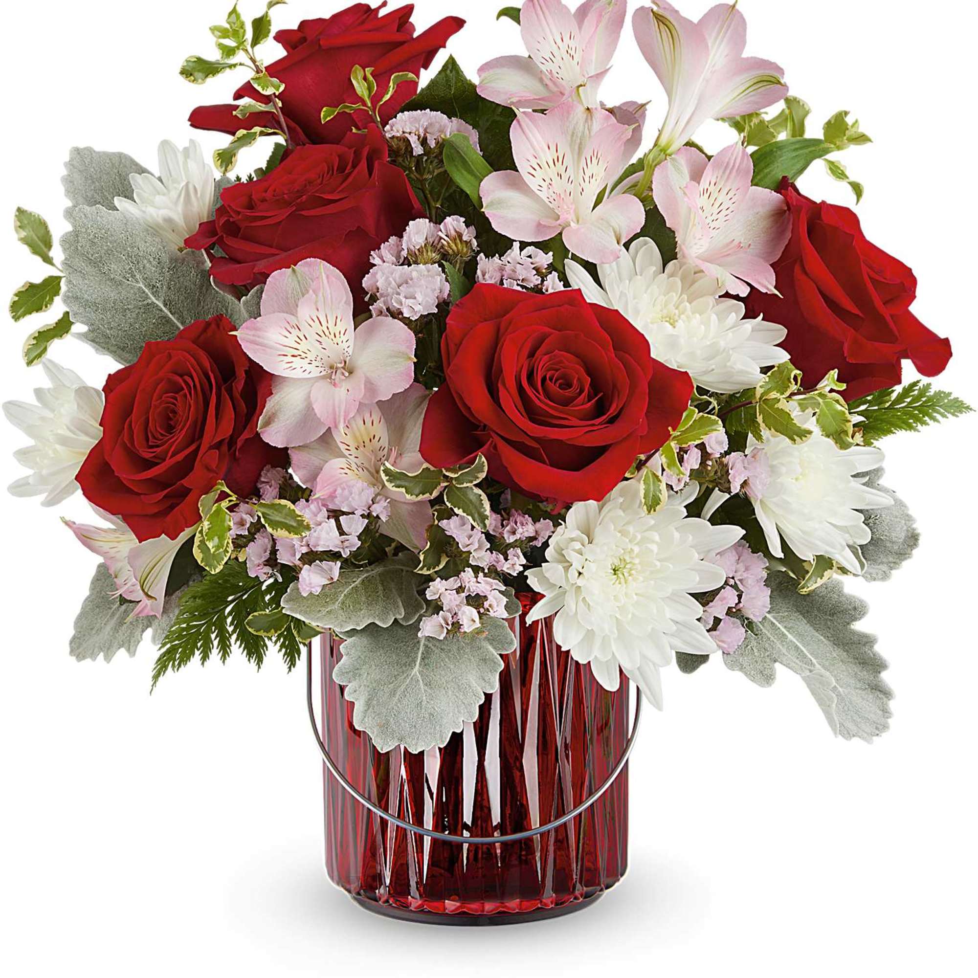 Illuminate your space with our Garden Glow bouquet, showcasing vibrant red and