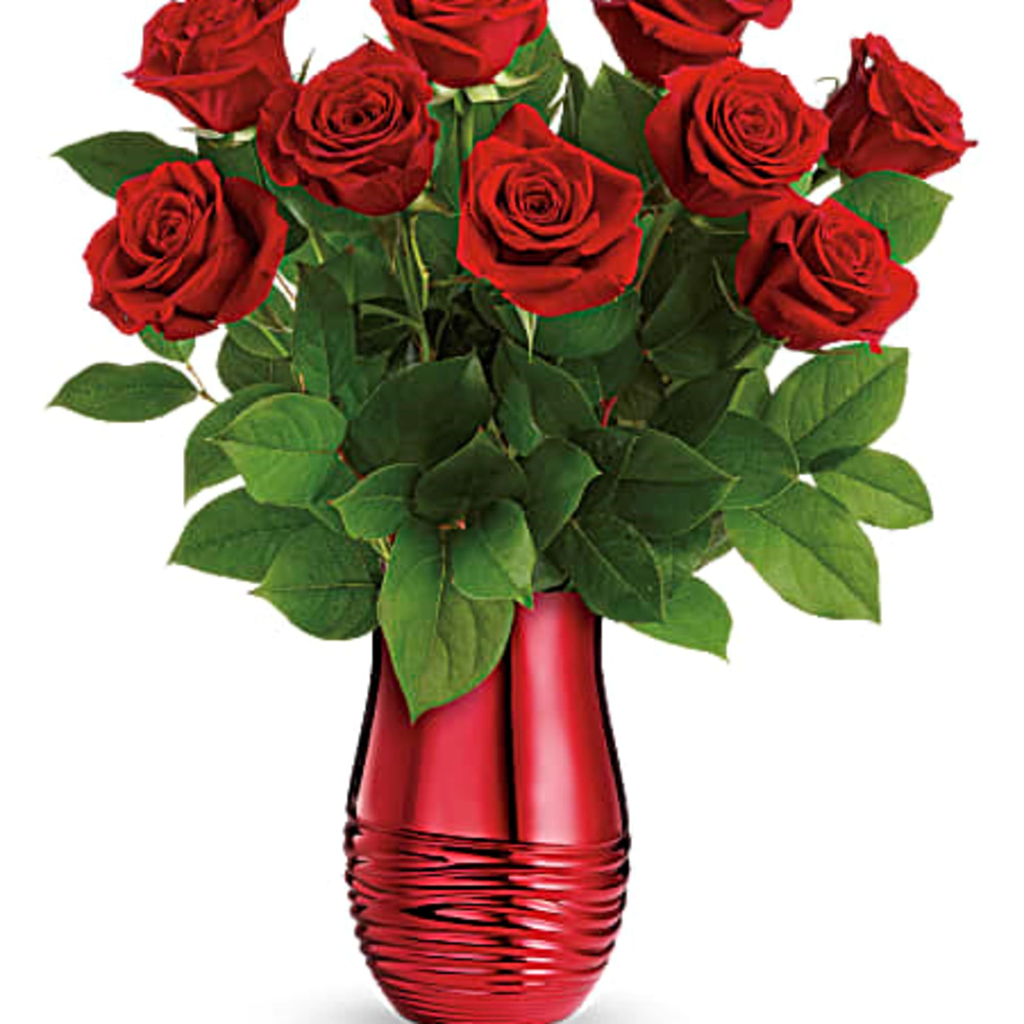 The epitome of romance, this classic red rose bouquet looks oh-so-luxurious in