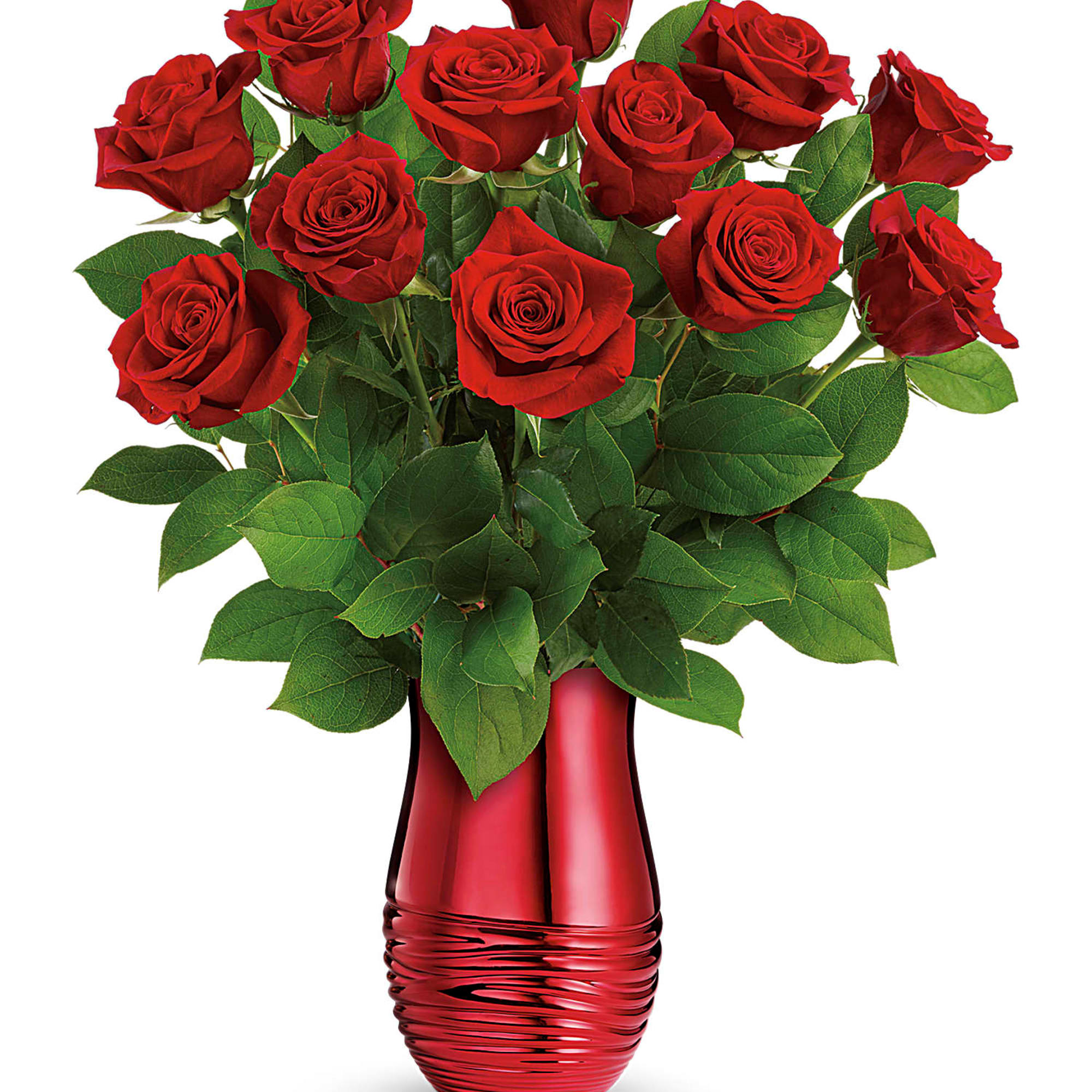 The epitome of romance, this classic red rose bouquet looks oh-so-luxurious in