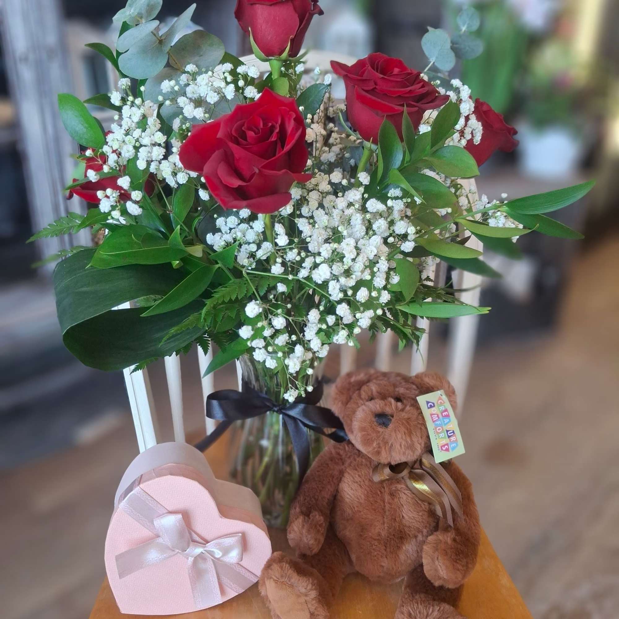 Make Valentine's Day unforgettable with our classic red rose arrangements, thoughtfully designed