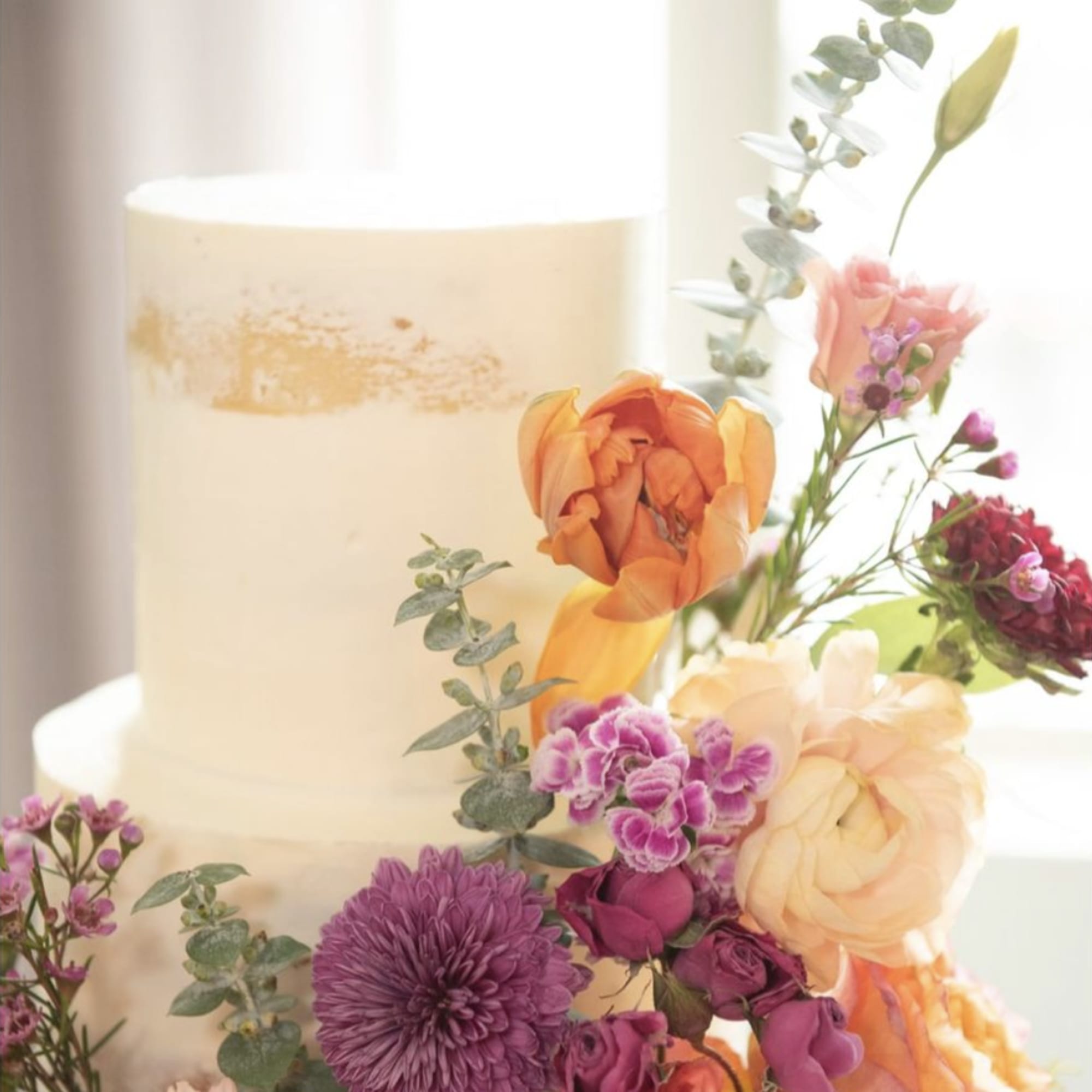 Sold per tier. These flowers are an example of what your cake