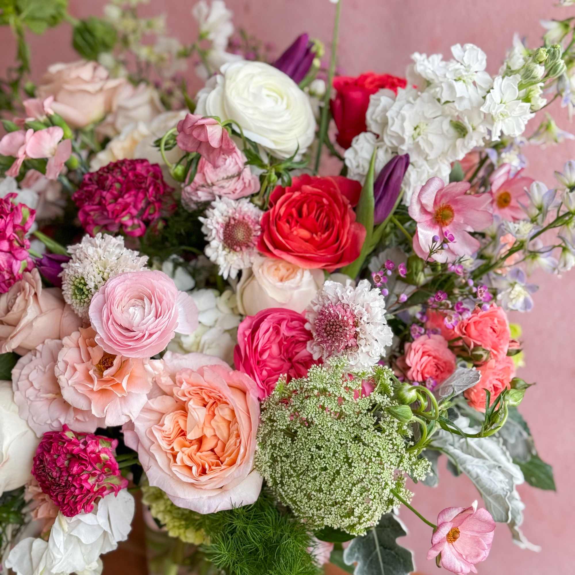 EXTRA LARGE arrangement in shades of pink and white. 
