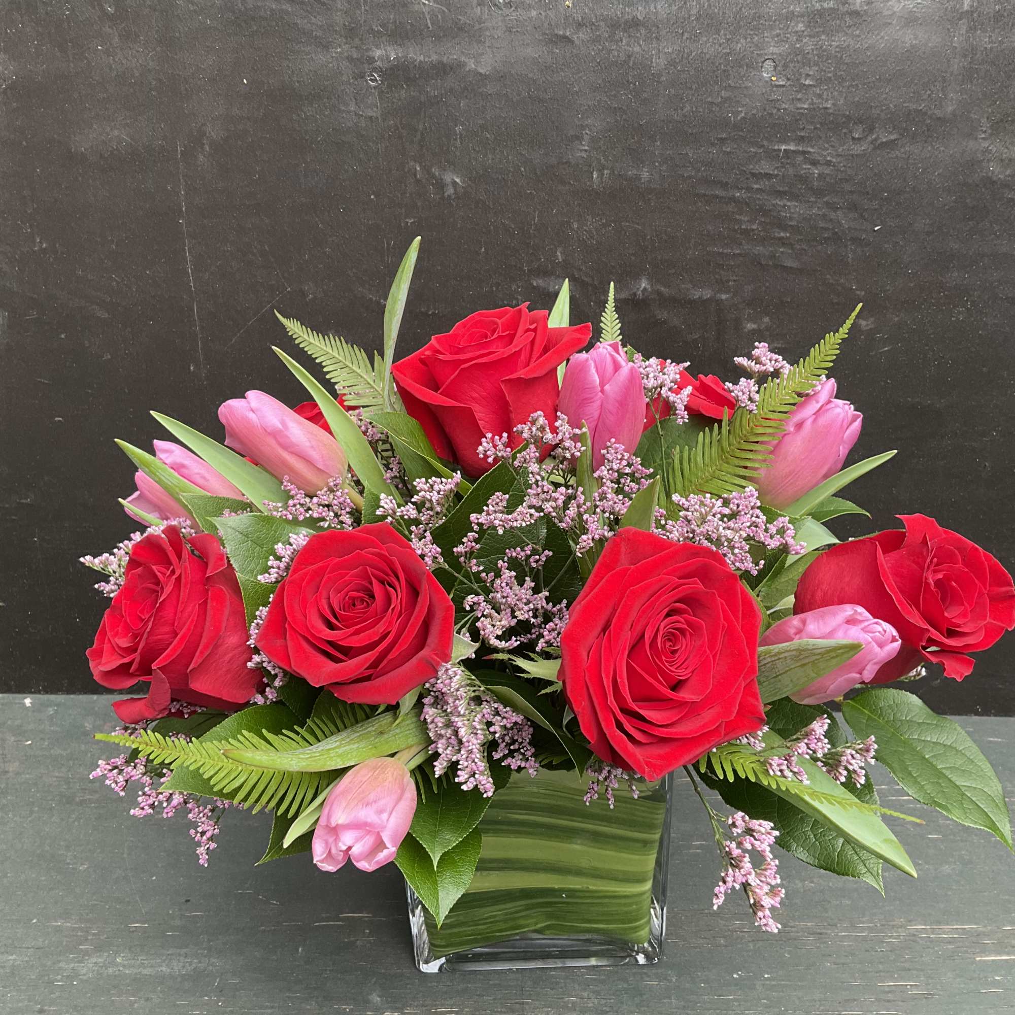 The combination of tulips and roses has never looked better for Valentines