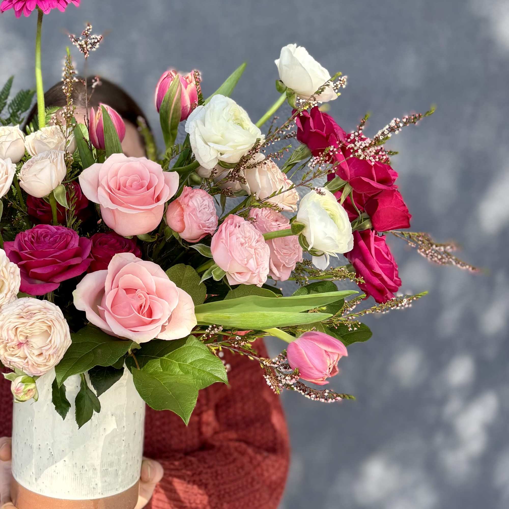 A dainty arrangement full of high quality blooms. A perfect arrangement for