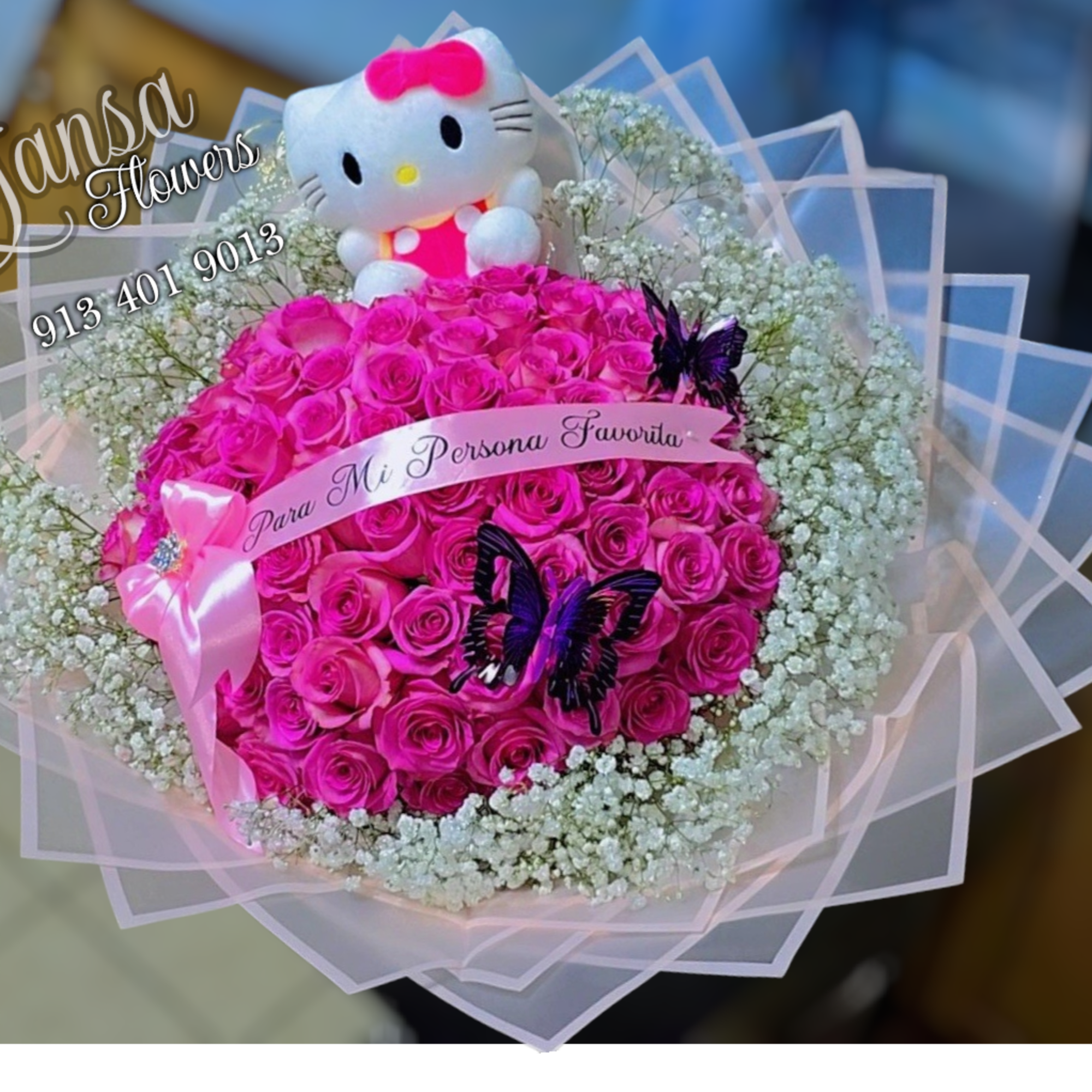 This 75 rose arrangement showcases delicate floral touches with a romantic and