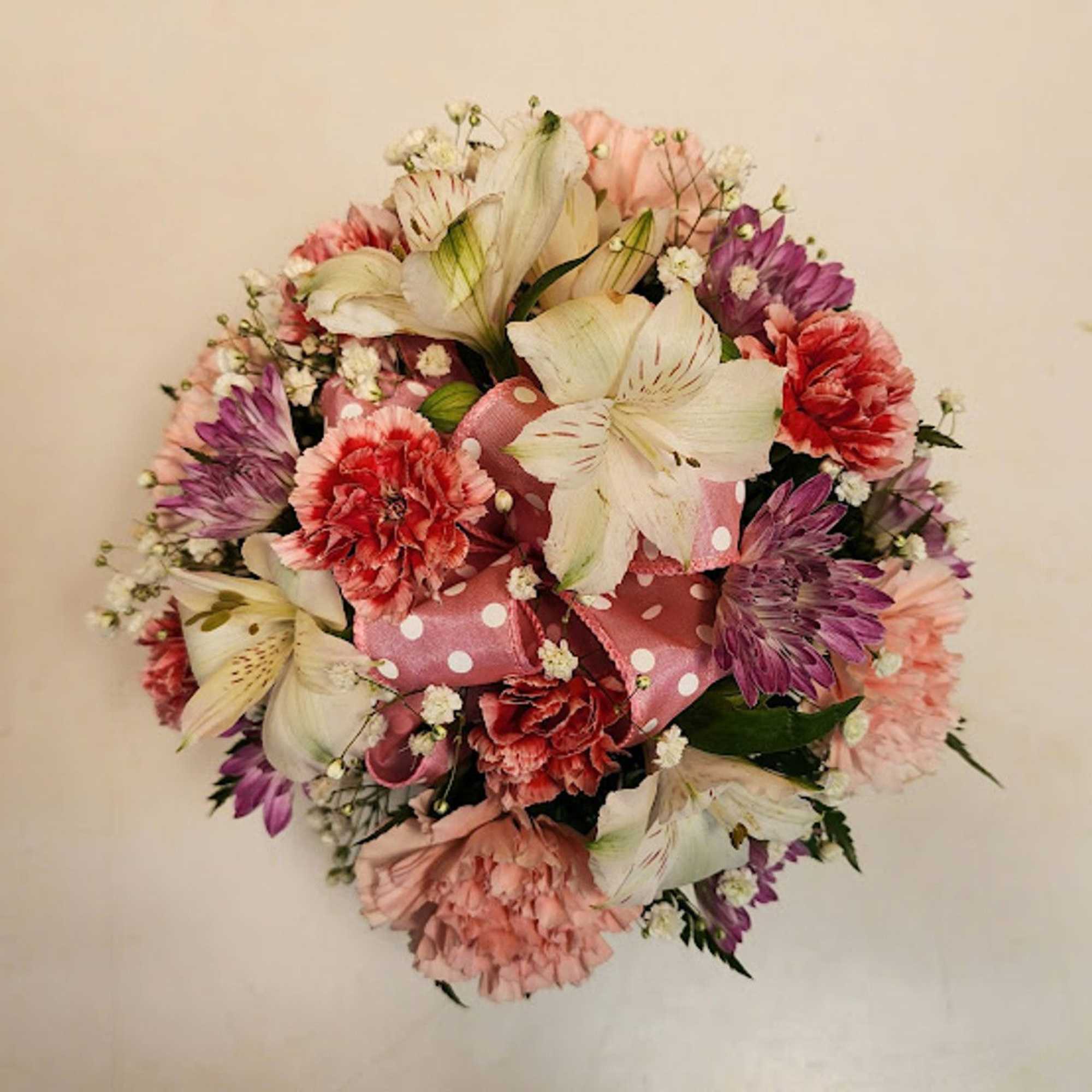 Polka Dot Blooms Bouquet - Light Pink,  featuring a 4" glass