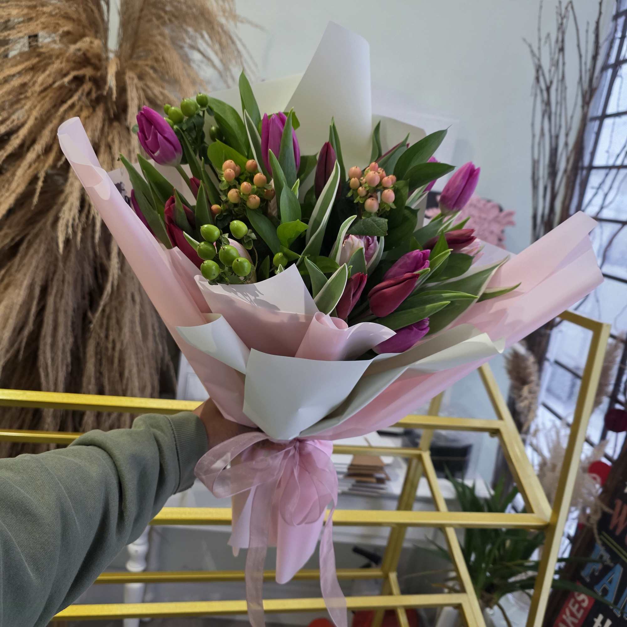 a Lush Mixed Tulip Bouquet 