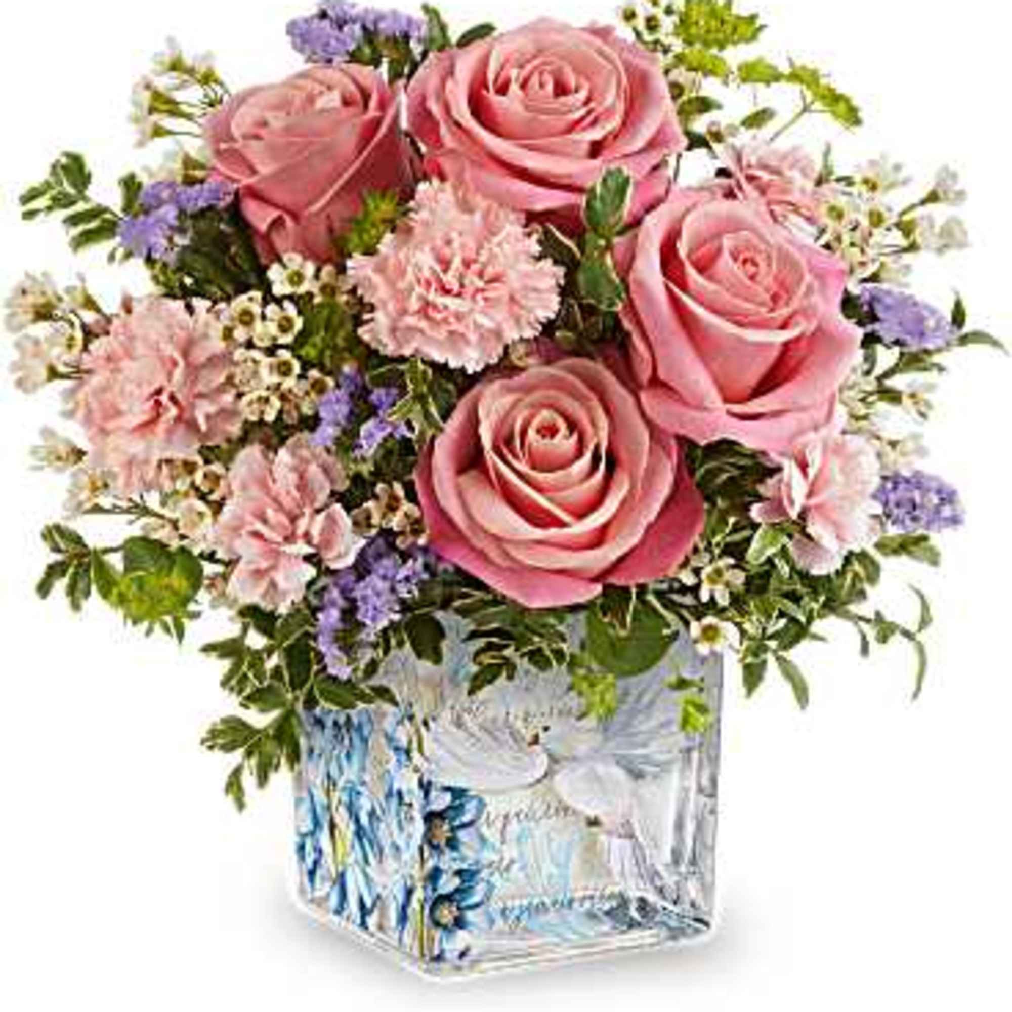 Softly serene, Teleflora's Whispers of Grace Bouquet blends pink roses and delicate
