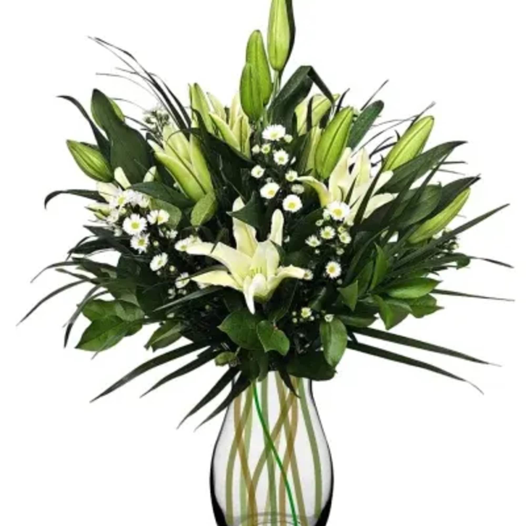 With Loving Thoughts is a serene sympathy arrangement designed to express care