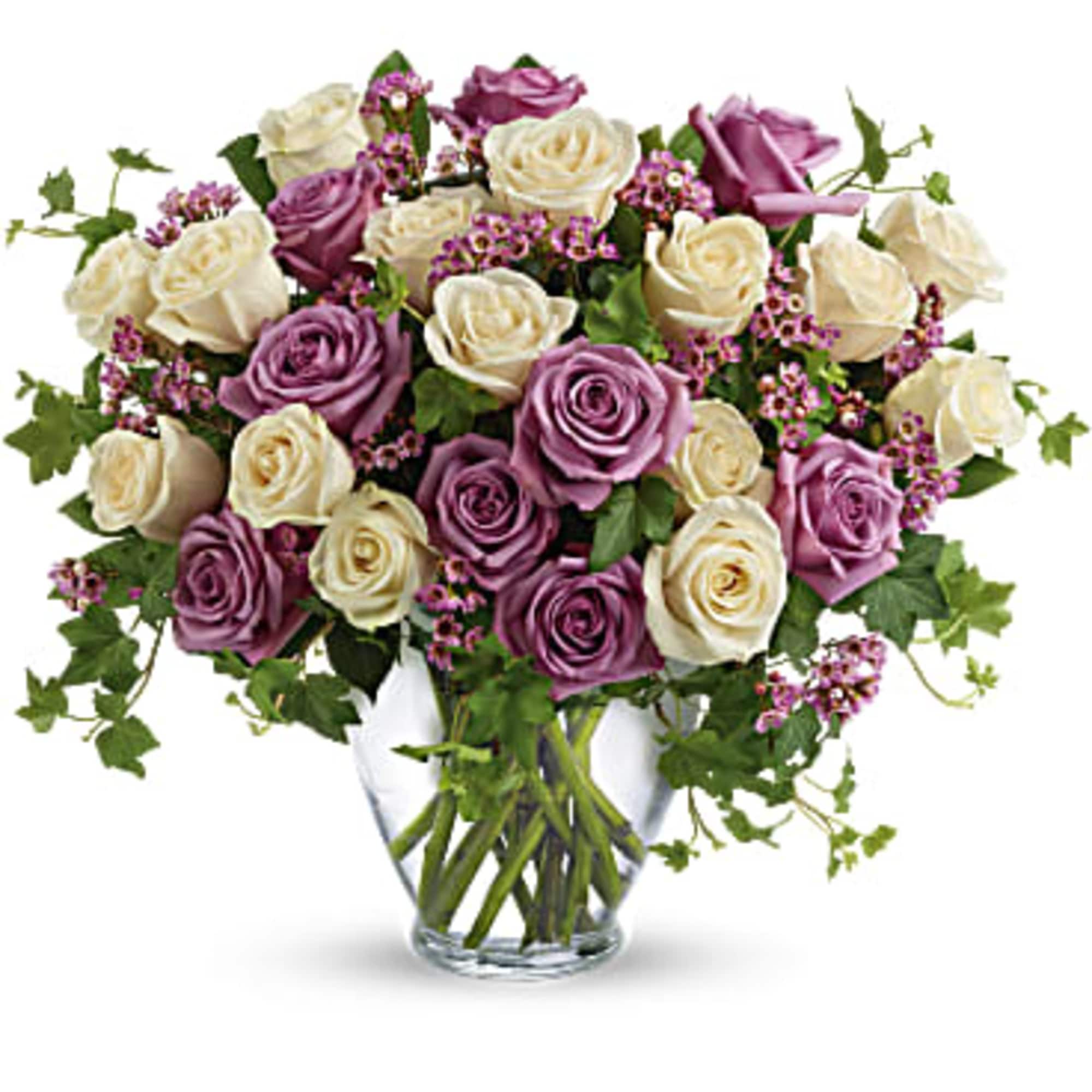Romance blossoms beautifully within this elegant bouquet. The serenity and innocence of