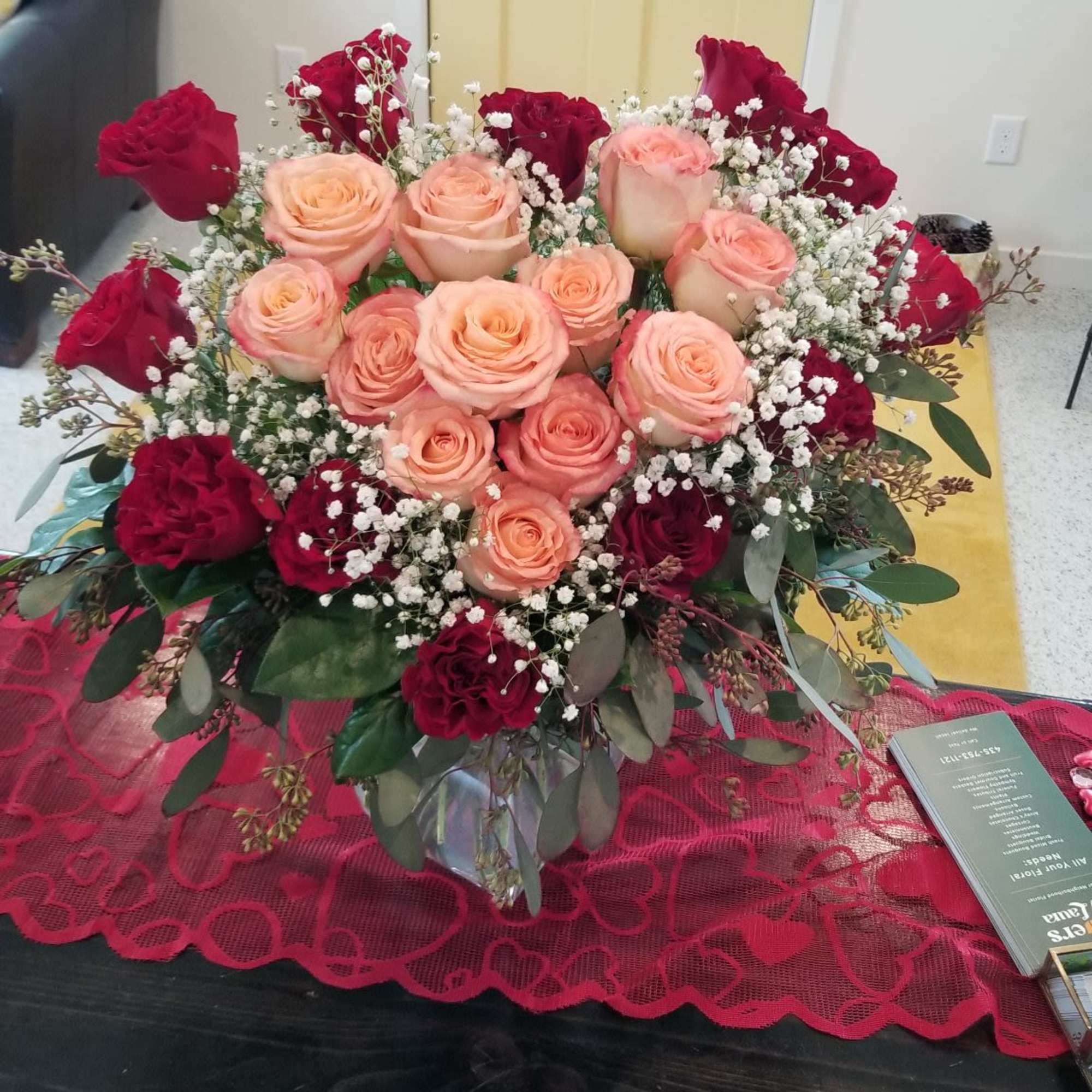 1 dozen RED roses (standard)
2 dozen RED roses (deluxe)
3 dozen RED roses