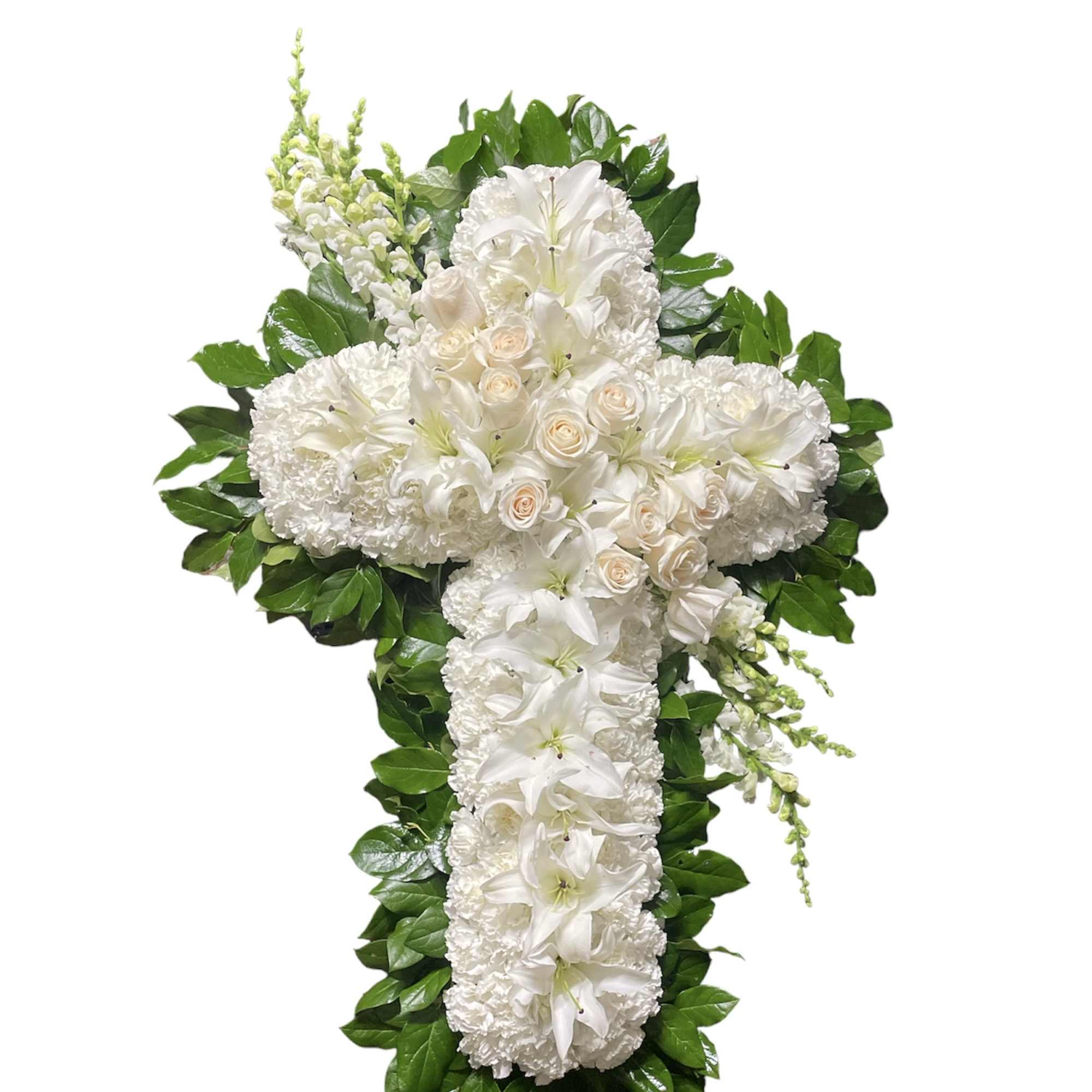 Share your respect with flowers and let this beautiful cross deliver your