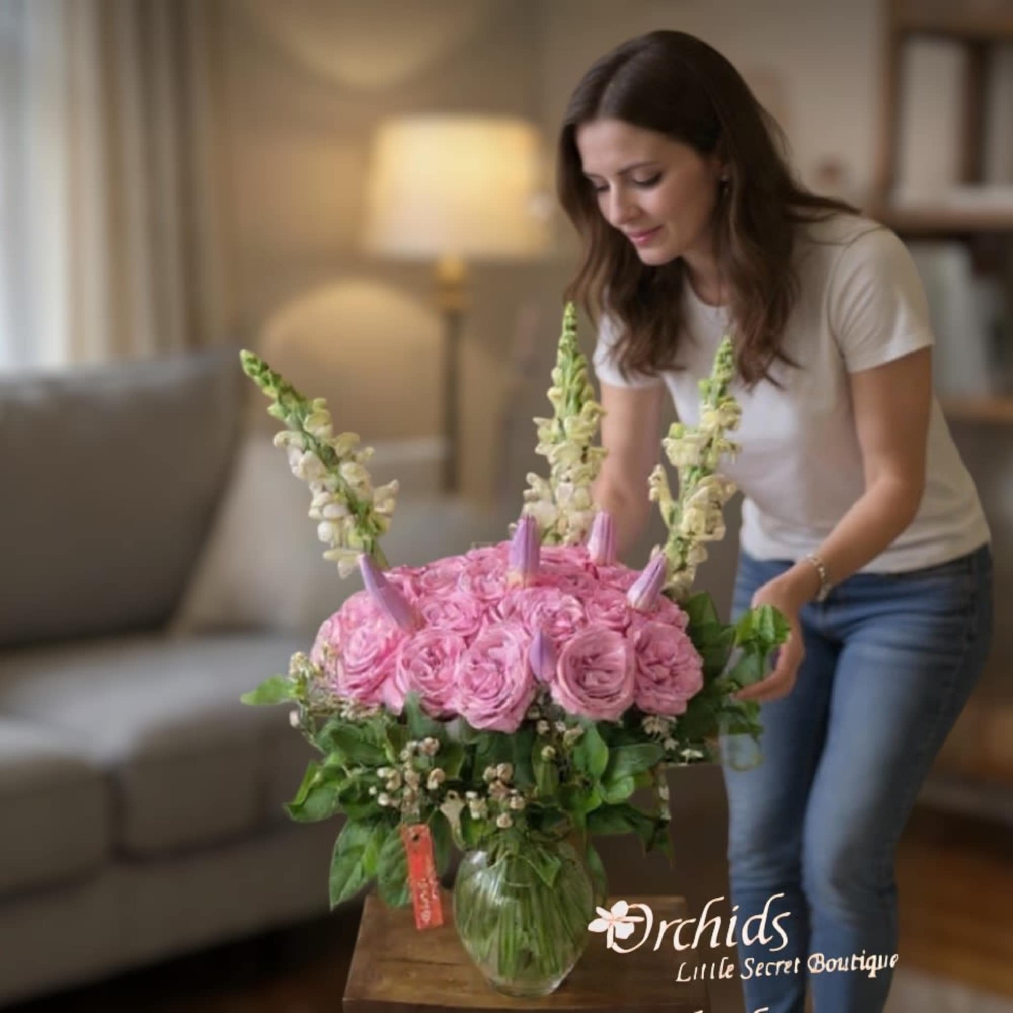  Arrangement measures approximately 18- 22"H
Arrangement of two, four, or five dozen