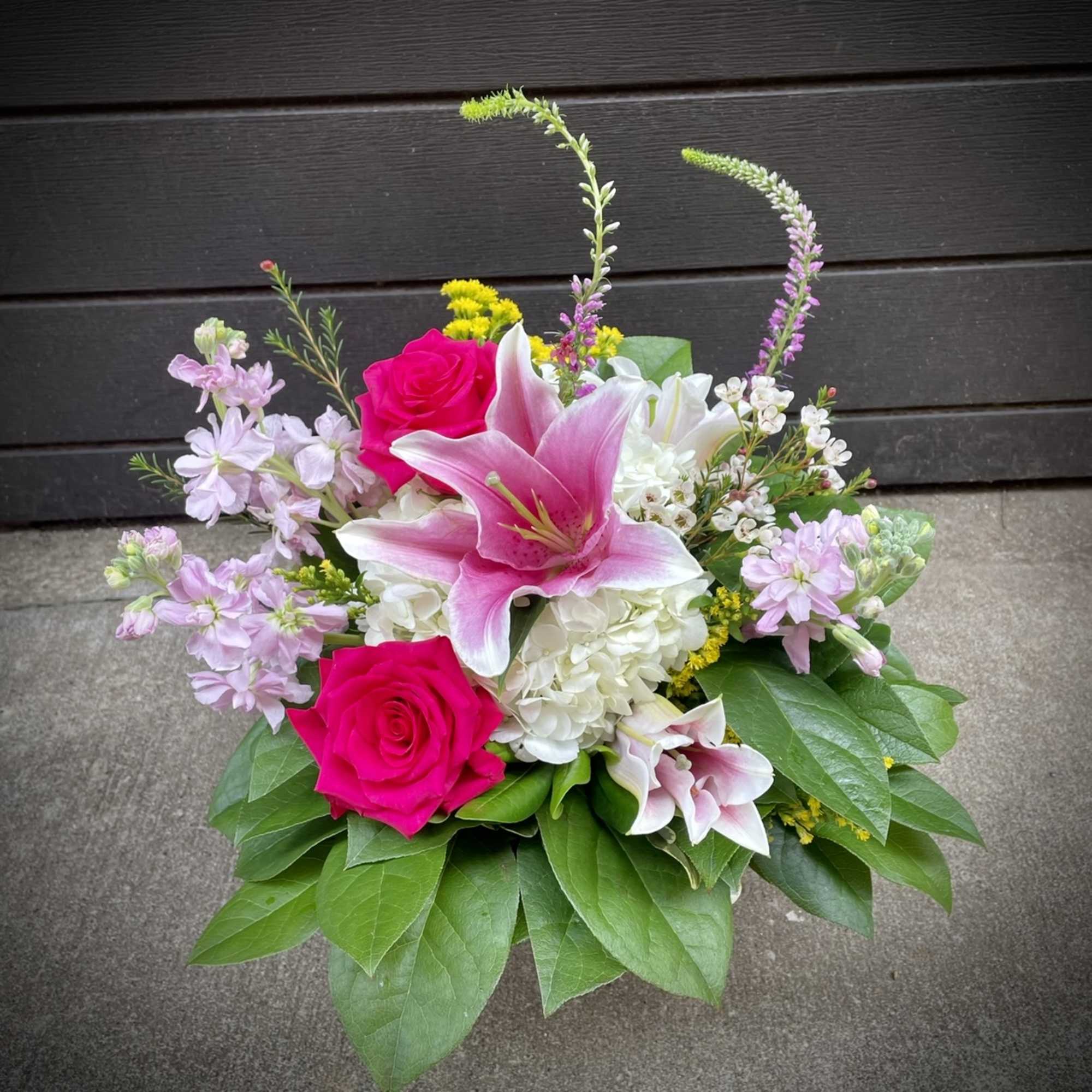The "Graceful Garden" design is a lovely bouquet in Pink, Yellow and