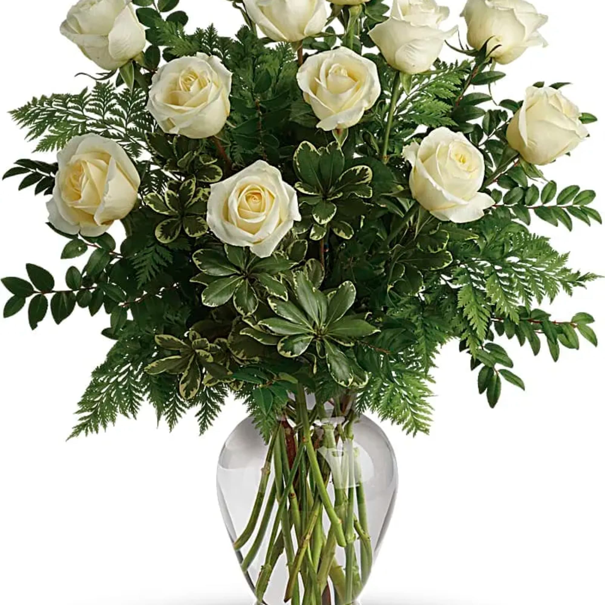 A joyful gesture of love and affection, this chic arrangement of pure