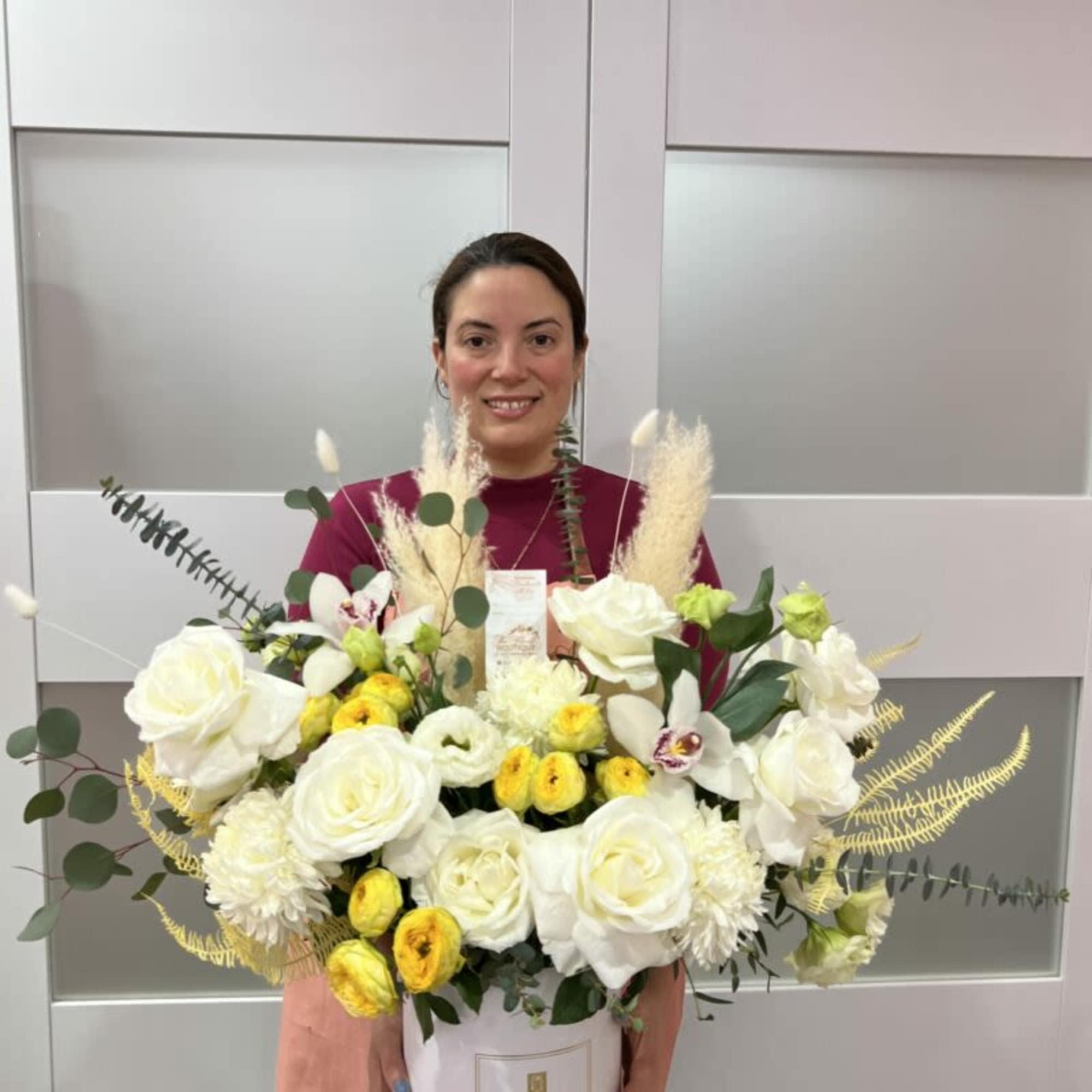 Floral Box with an assortment of premium premium roses, orchids, eucalyptus, pampas