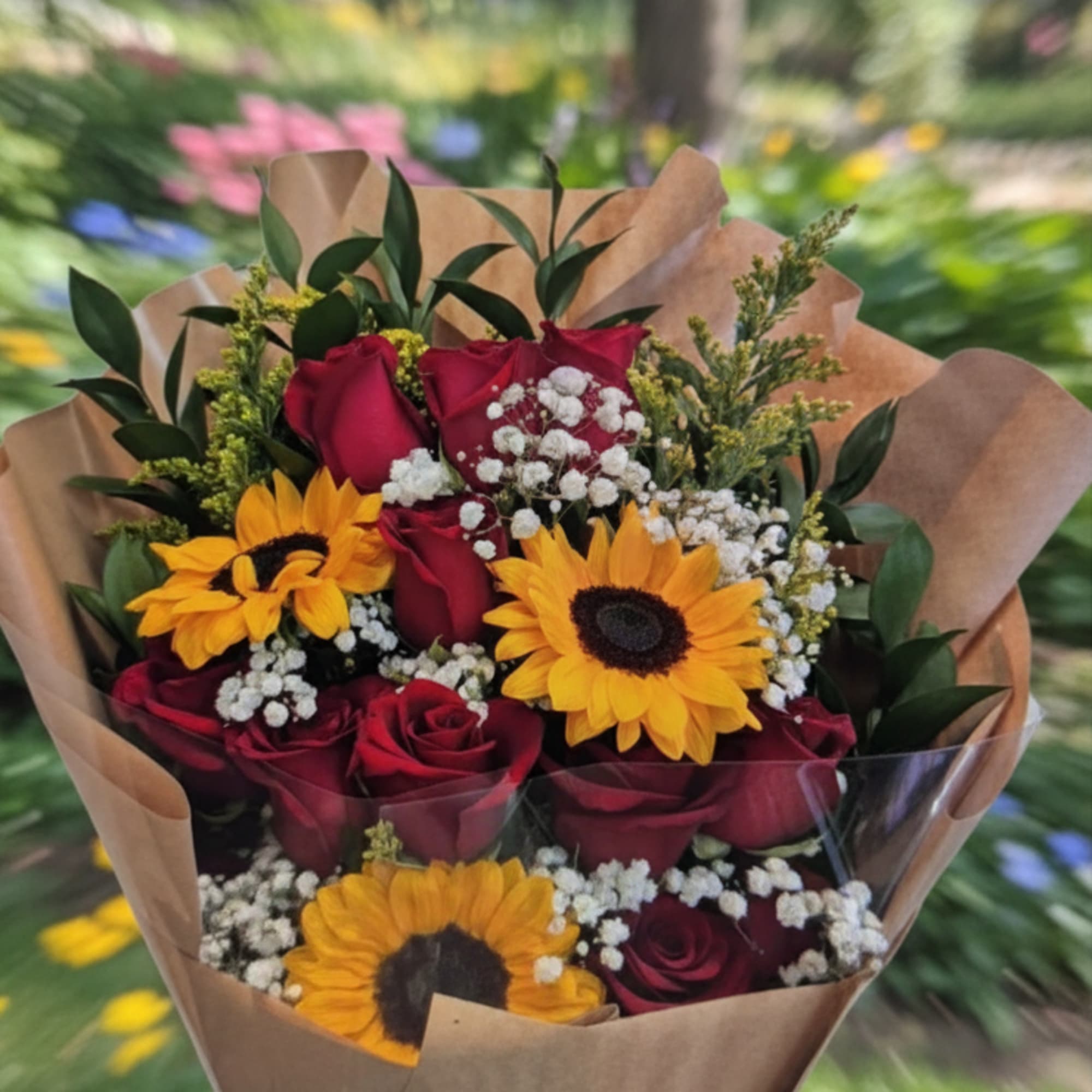 Roses and sunflowers may vary depending on the price.