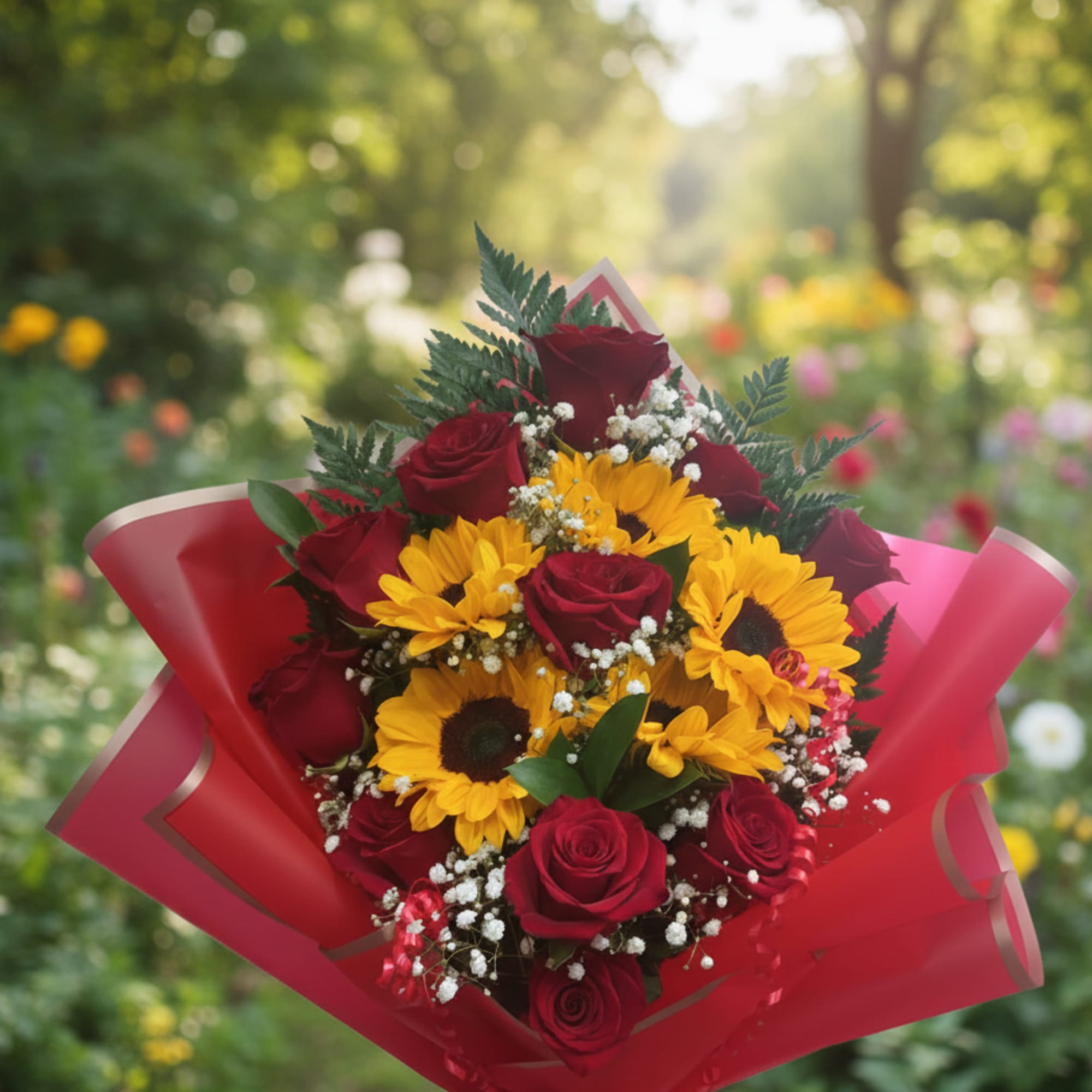 Roses and sunflowers may vary depending on the price.