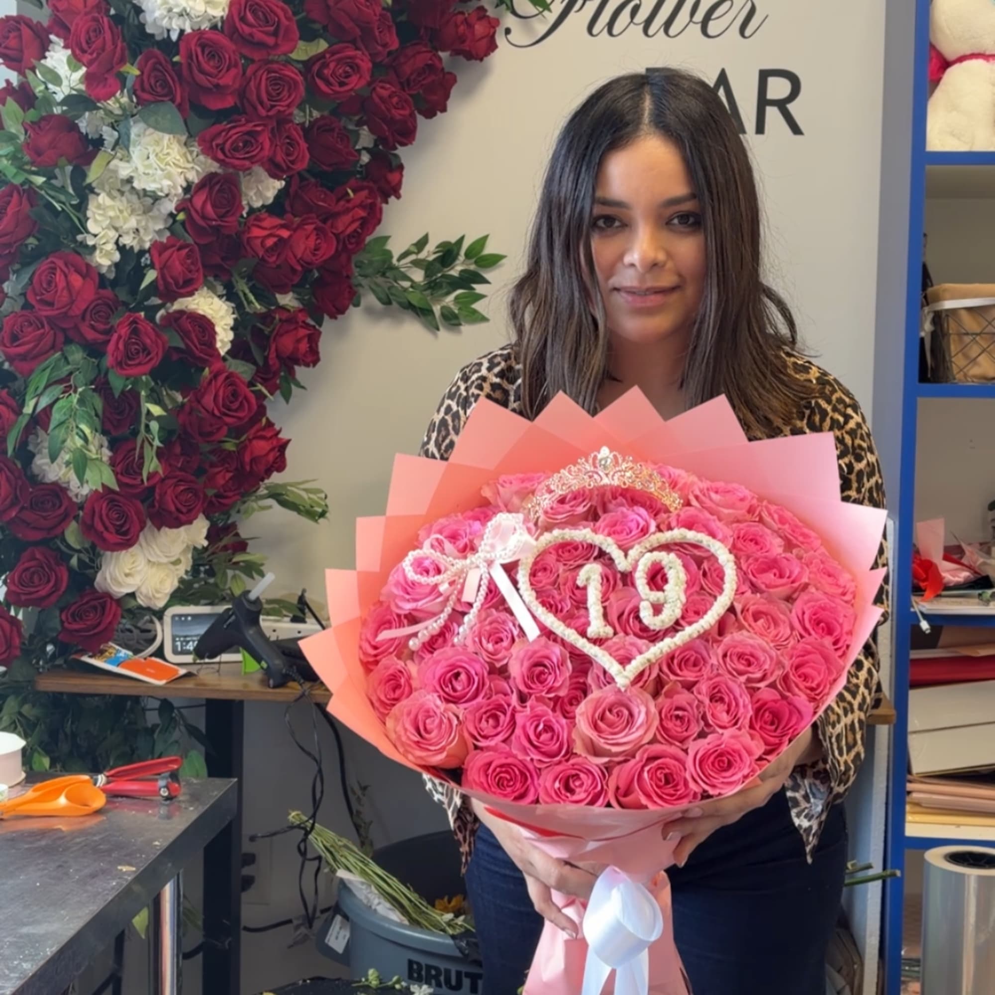 Ramo de rosas rosados para cumplea&ntilde;era en Long Island New York