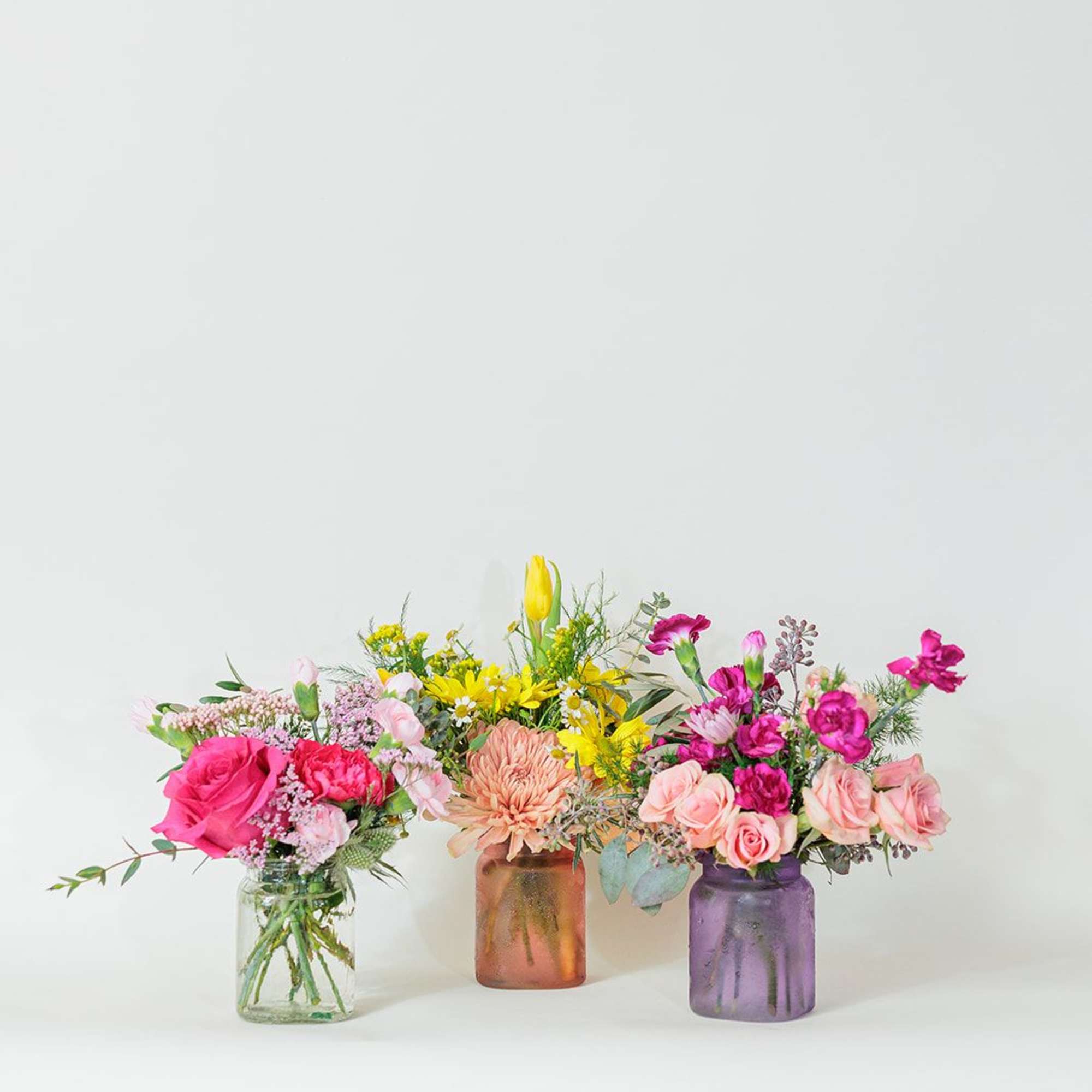 Charming and versatile, this Mini Bundle Collection features 3 beautiful mini vases