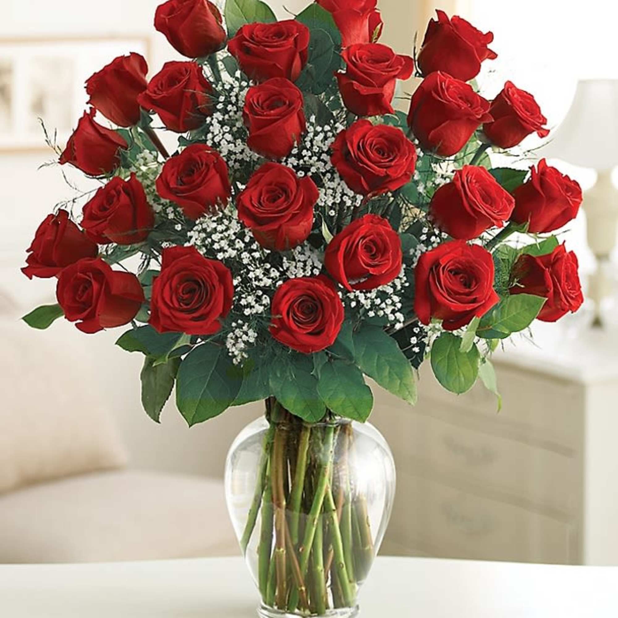 These two dozen red roses provides the classic romantic gift. It's perfect