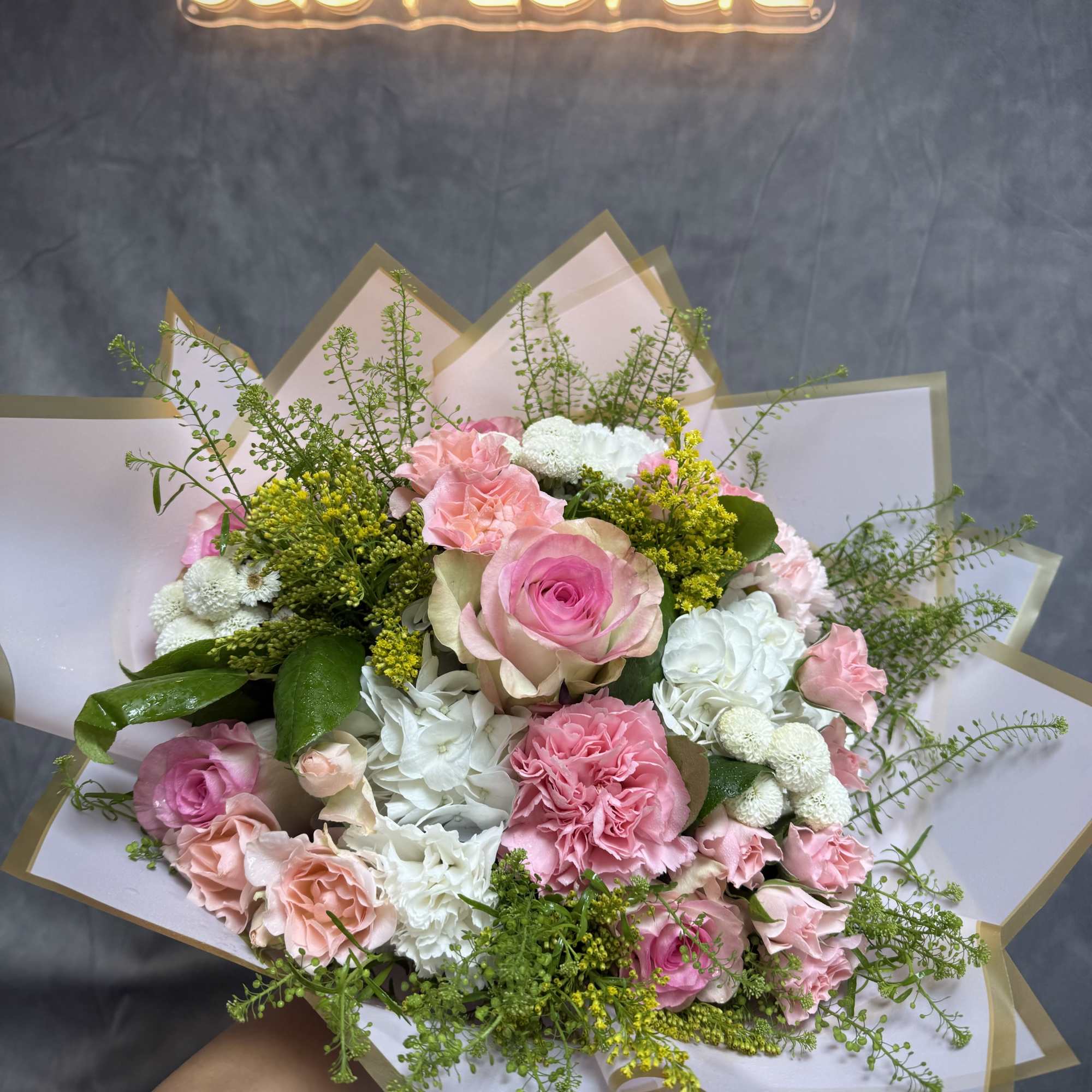 Introducing Our New Design Pink Love Bouquet, beautifully arranged with pink roses