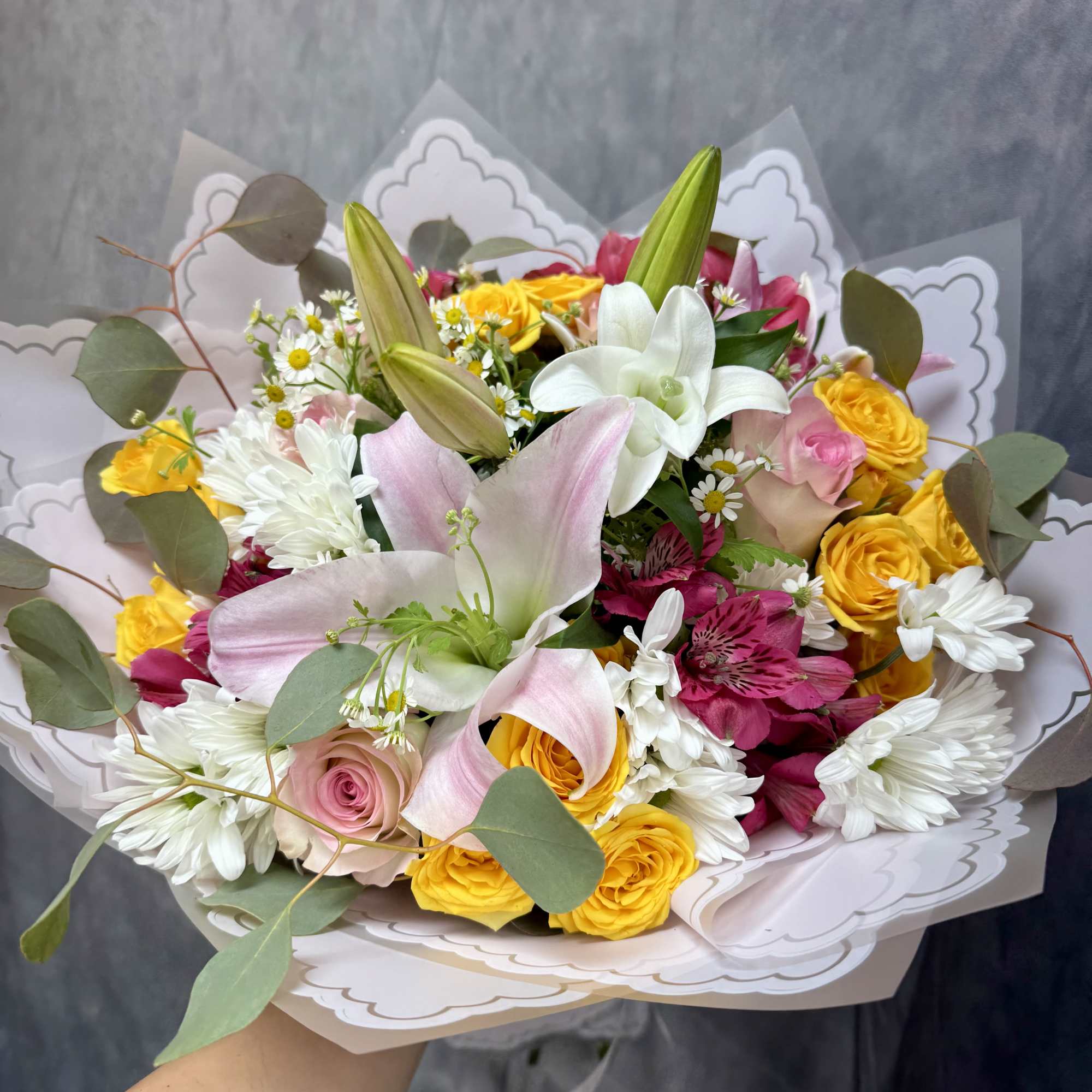 Beauty Mist Bouquet is a dreamy and elegant arrangement that exudes softness