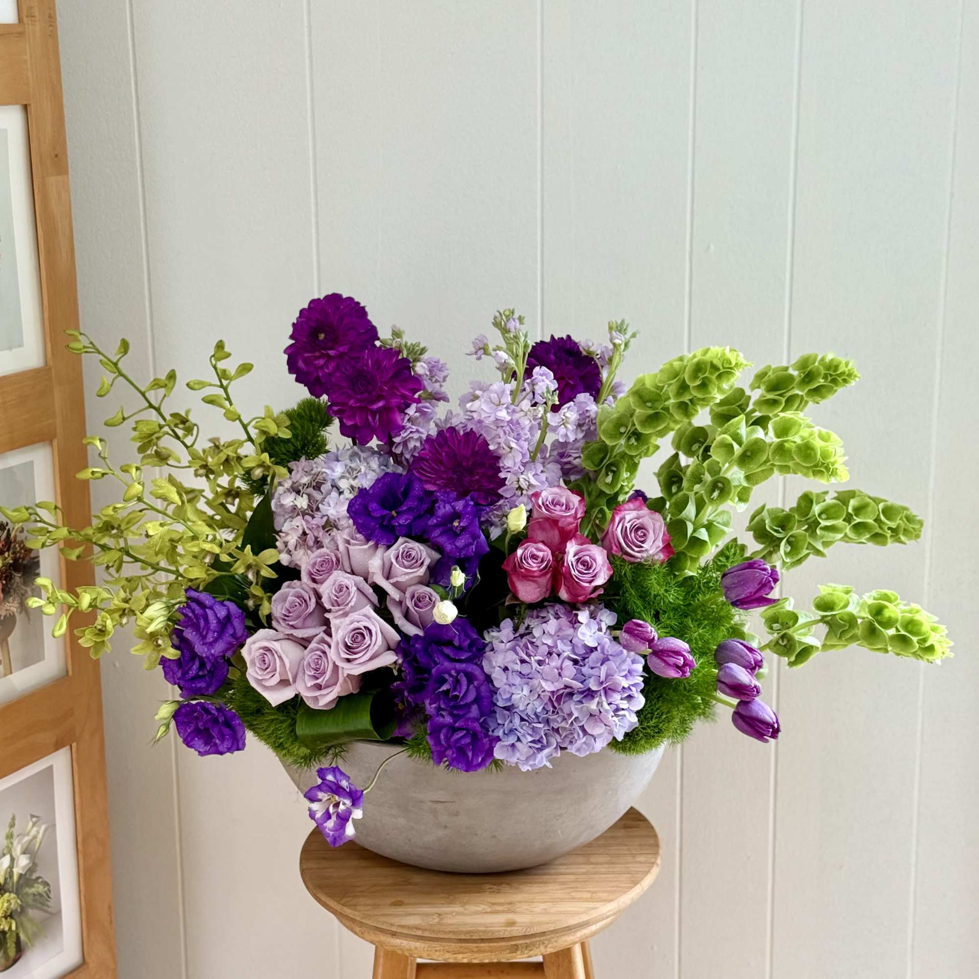 This stunning flower arrangement is designed to be long and elegant, making