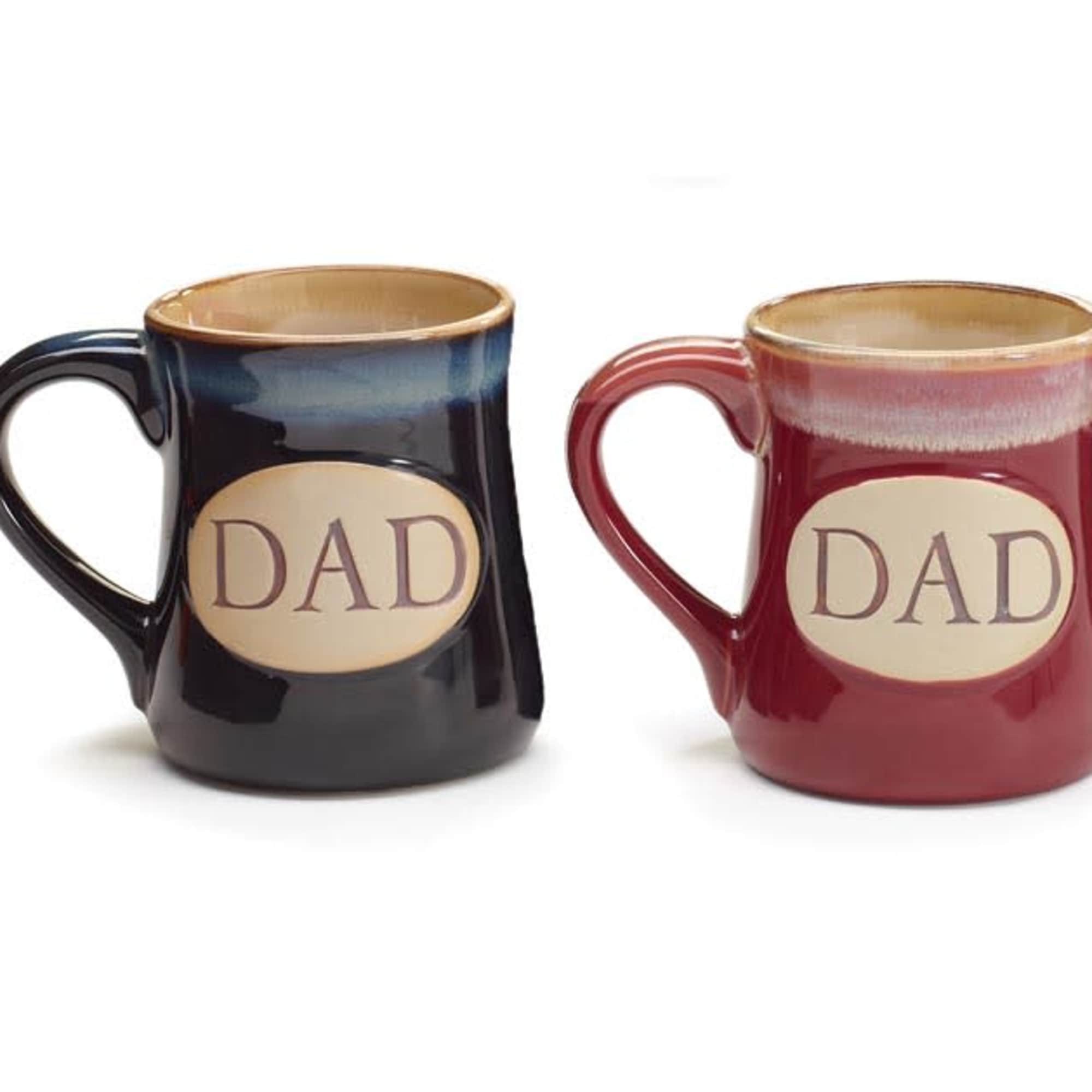 Details:  Dishwasher safe/FDA approved/Microwave safe.

Porcelain handpainted navy and burgundy Dad mugs.
Front
