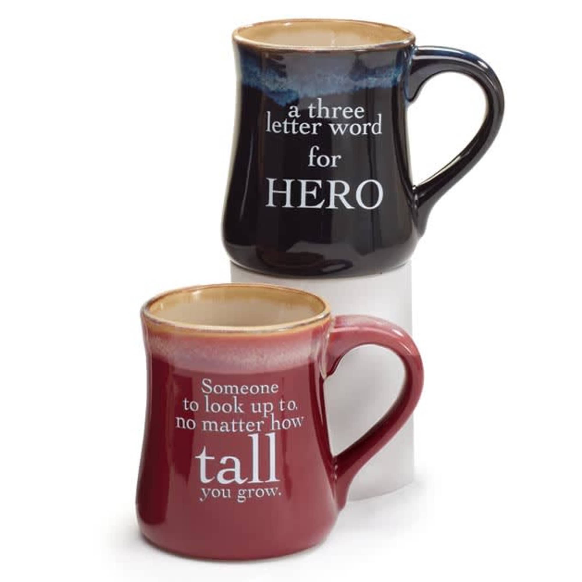Details:  Dishwasher safe/FDA approved/Microwave safe.

Porcelain handpainted navy and burgundy Dad mugs.
Front