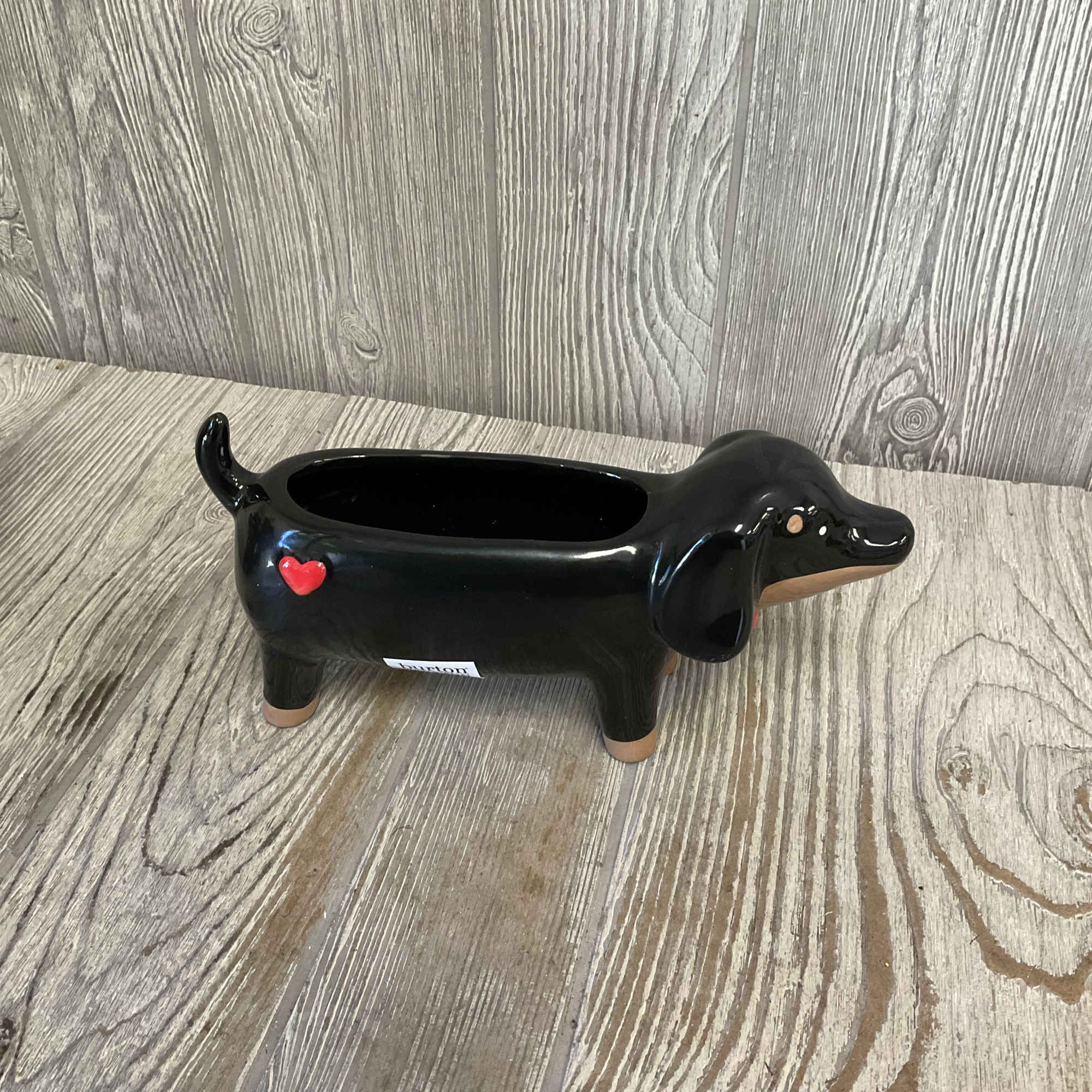 Fresh cut flowers arranged in a keepsake ceramic dachshund container. Perfect for