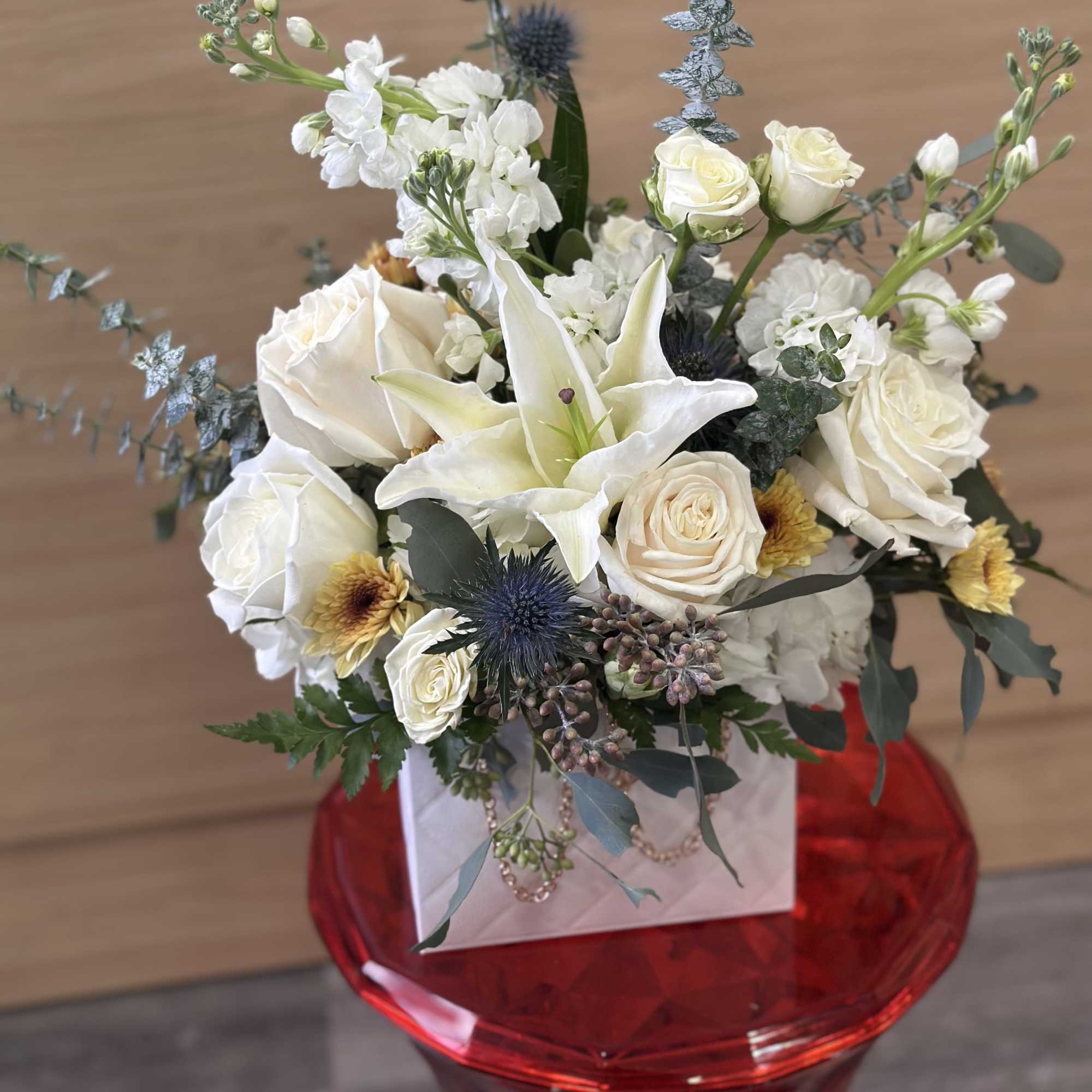 Designers choice of Flowers arranged in a unique way in a gorgeous