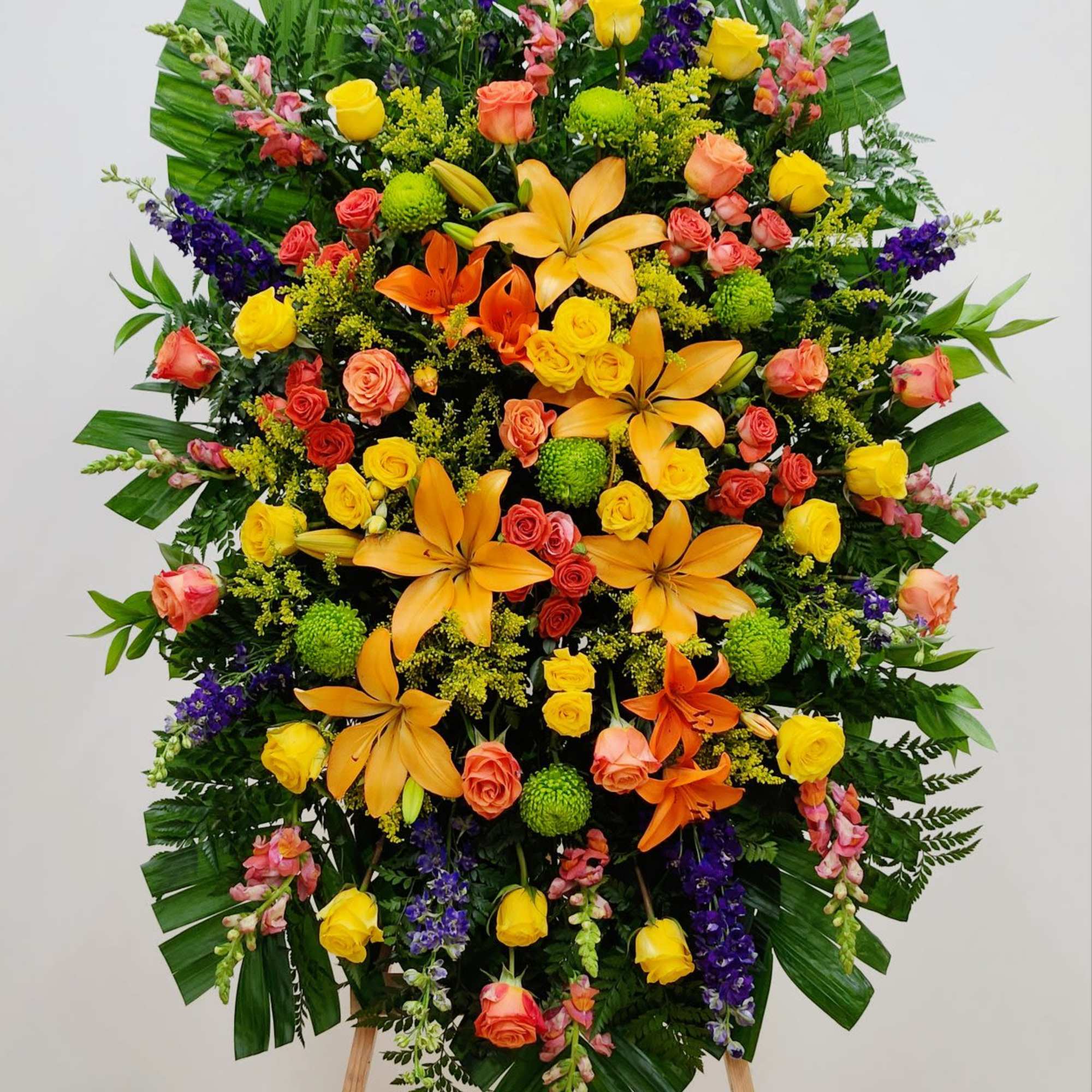 The Colorful Life Spray is a tasteful tribute to a life lived