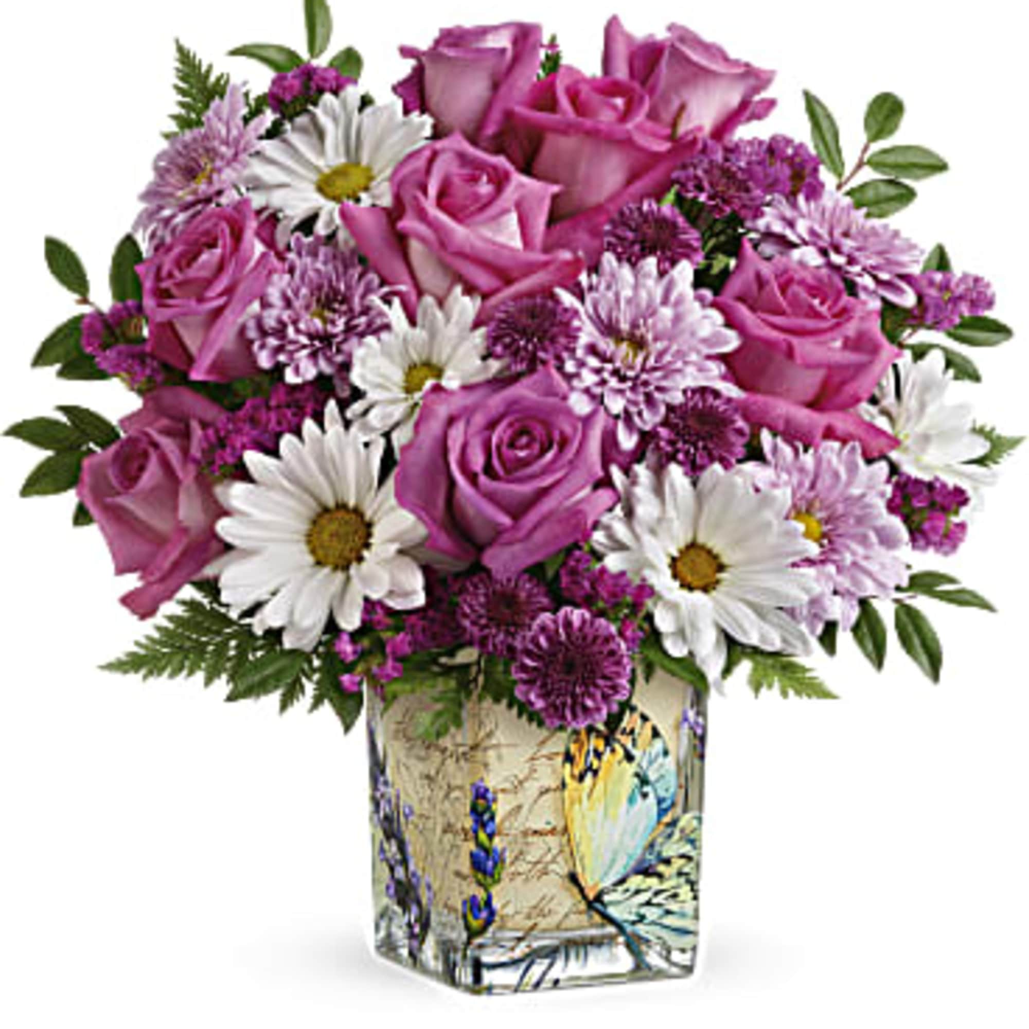 Make their spirit soar with this vintage-inspired vase, adorned with whimsical butterflies