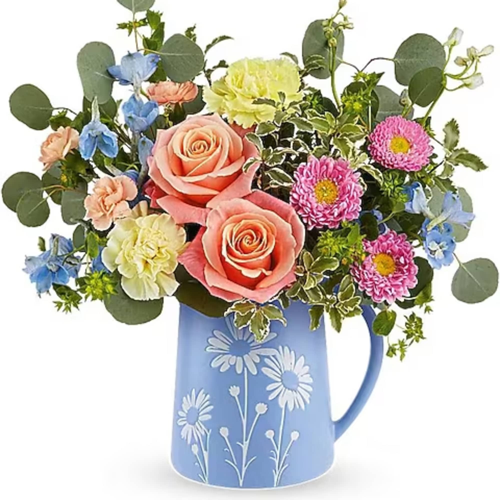 Fresh, playful, and full of color, the Daisy Dreams Bouquet blends peach