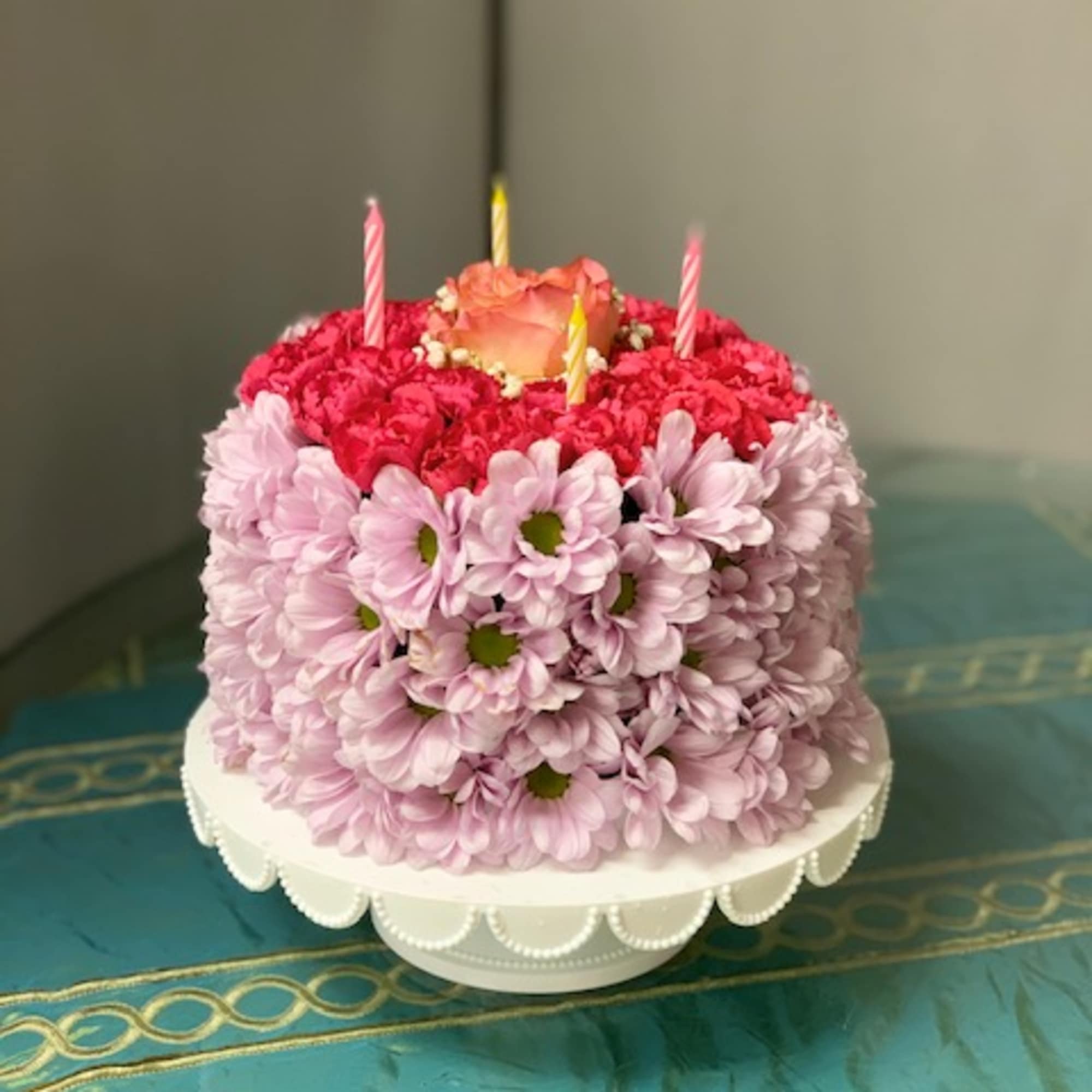 Fresh Flower Birthday Cake Arrangement

Celebrate birthdays in the sweetest way&mdash;without the calories!