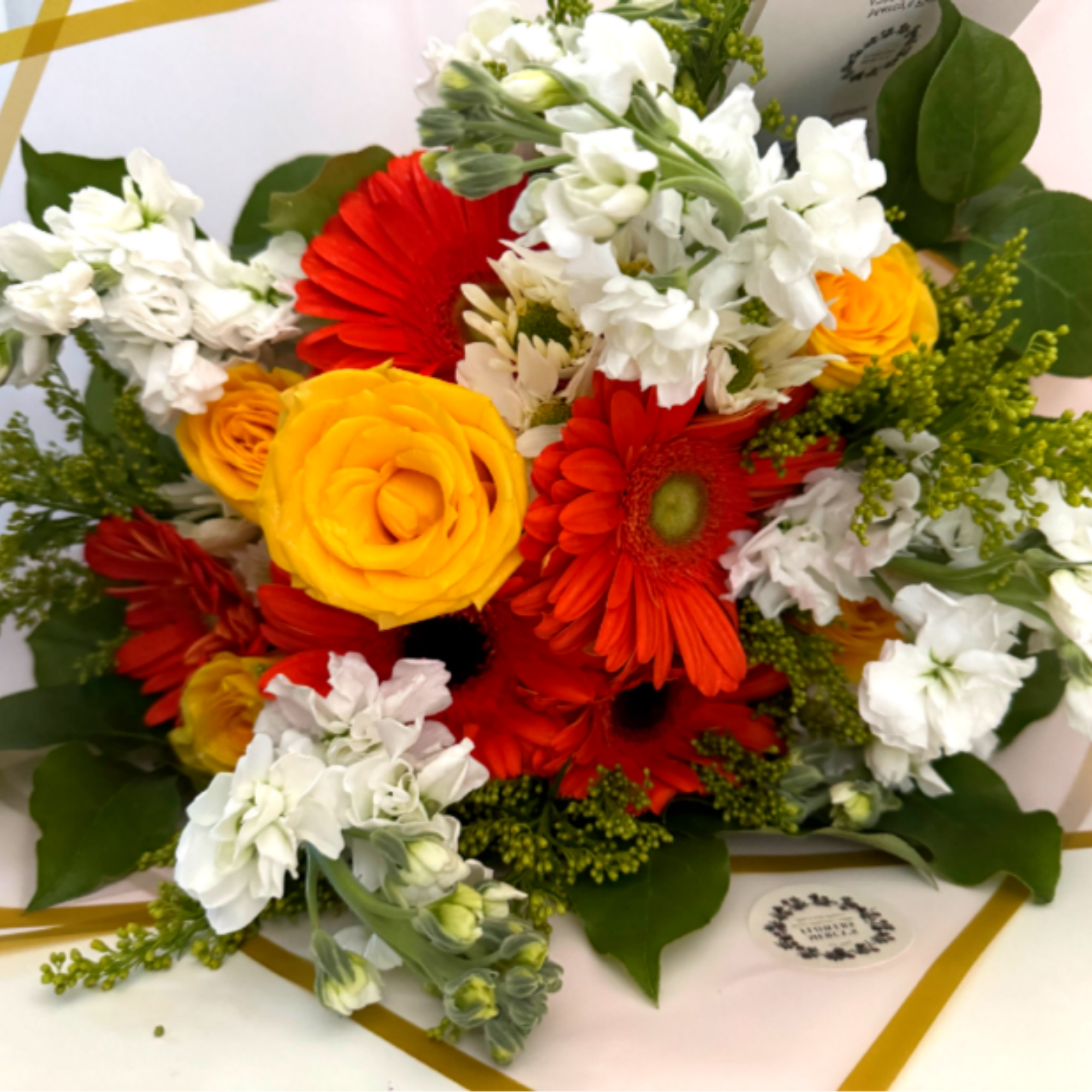 Yellow ,gold , warmed by glowing from the sun's rays. representing Joy