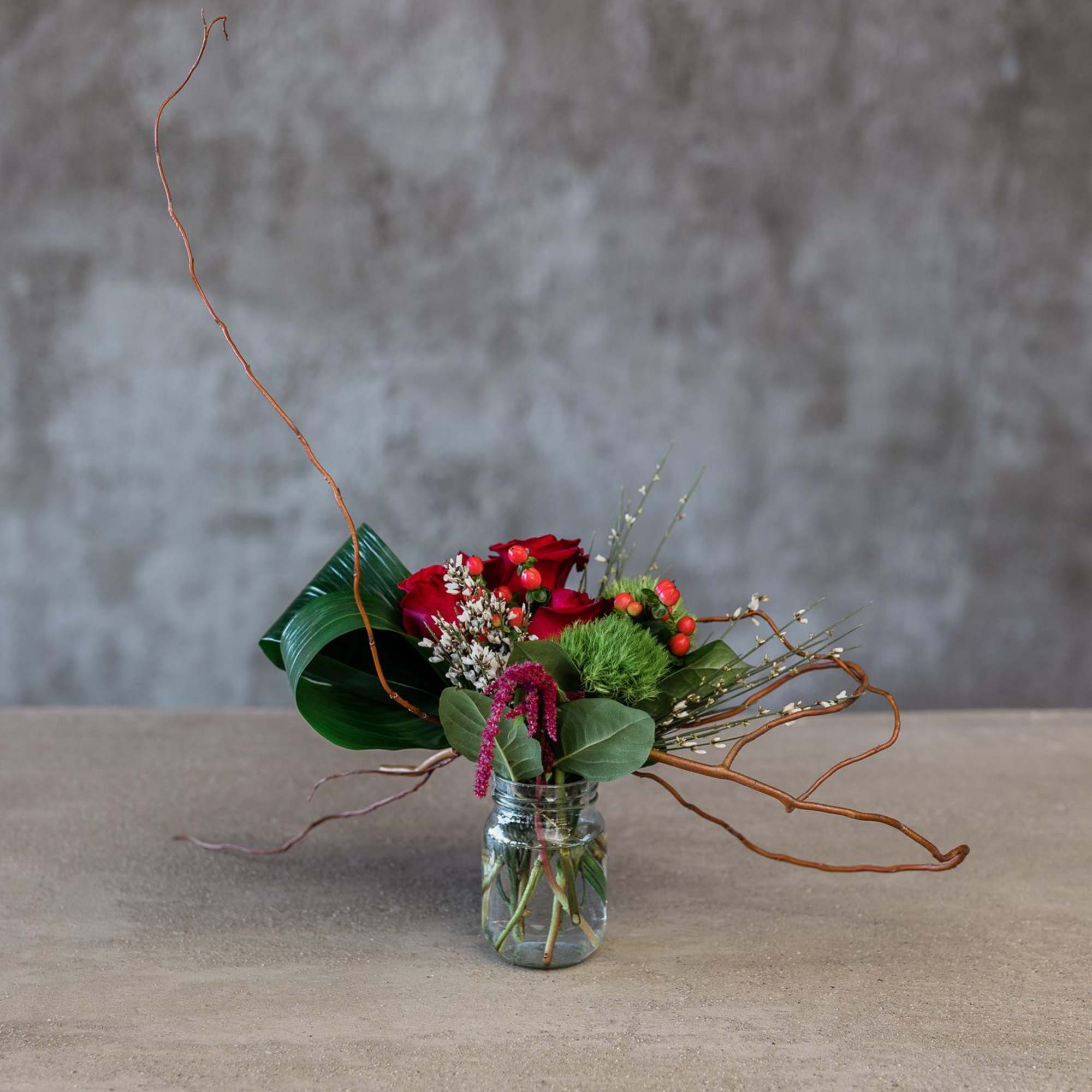 The Seasonal Mason Jar comes arranged with a beautiful mix of seasonal