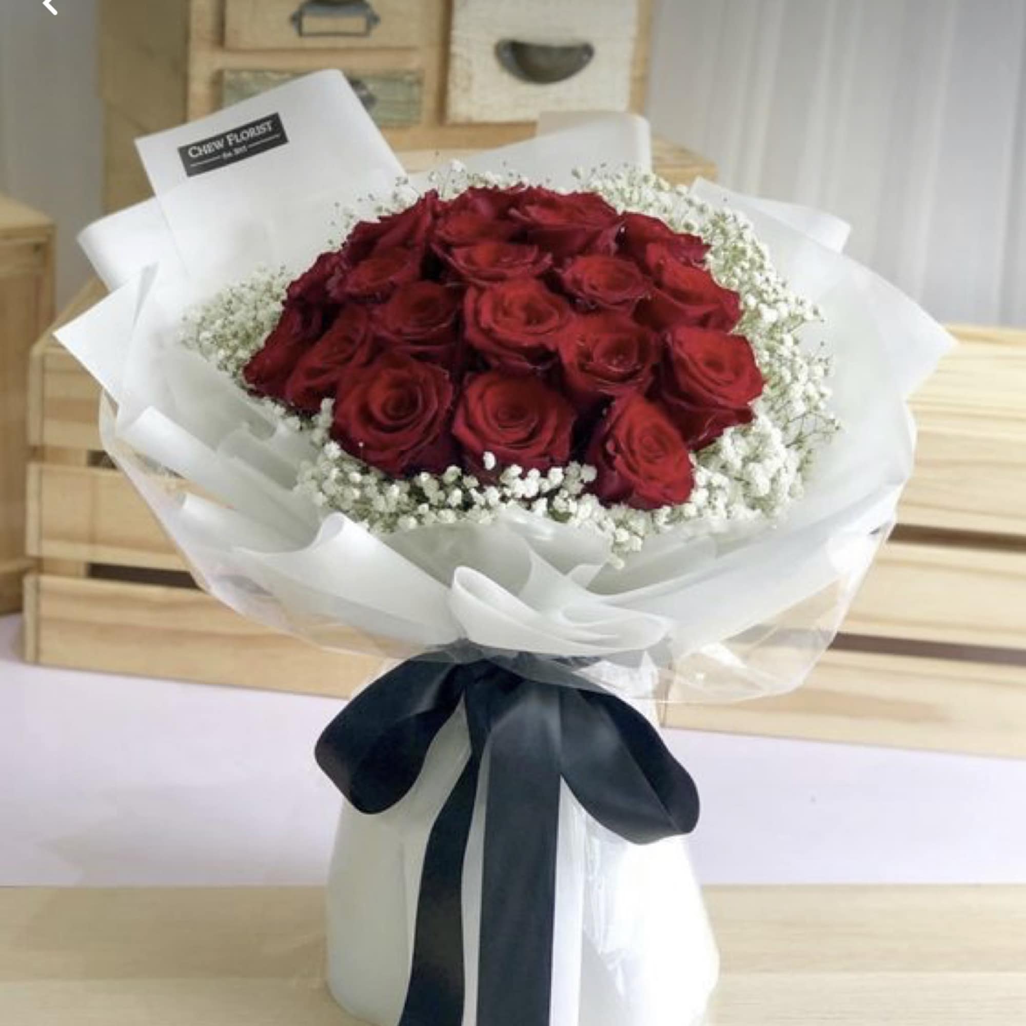 も*も様 Flower ribbon tops Red Mother's Day 25 Premium Roses – Heaven Flowers Miami
