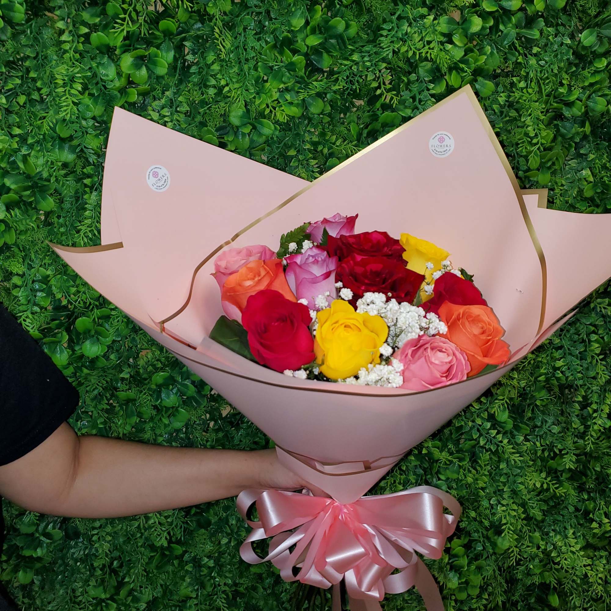 12 mix roses with special wrap !!!NOTICE THE WRAP MAY BE DIFFERENT