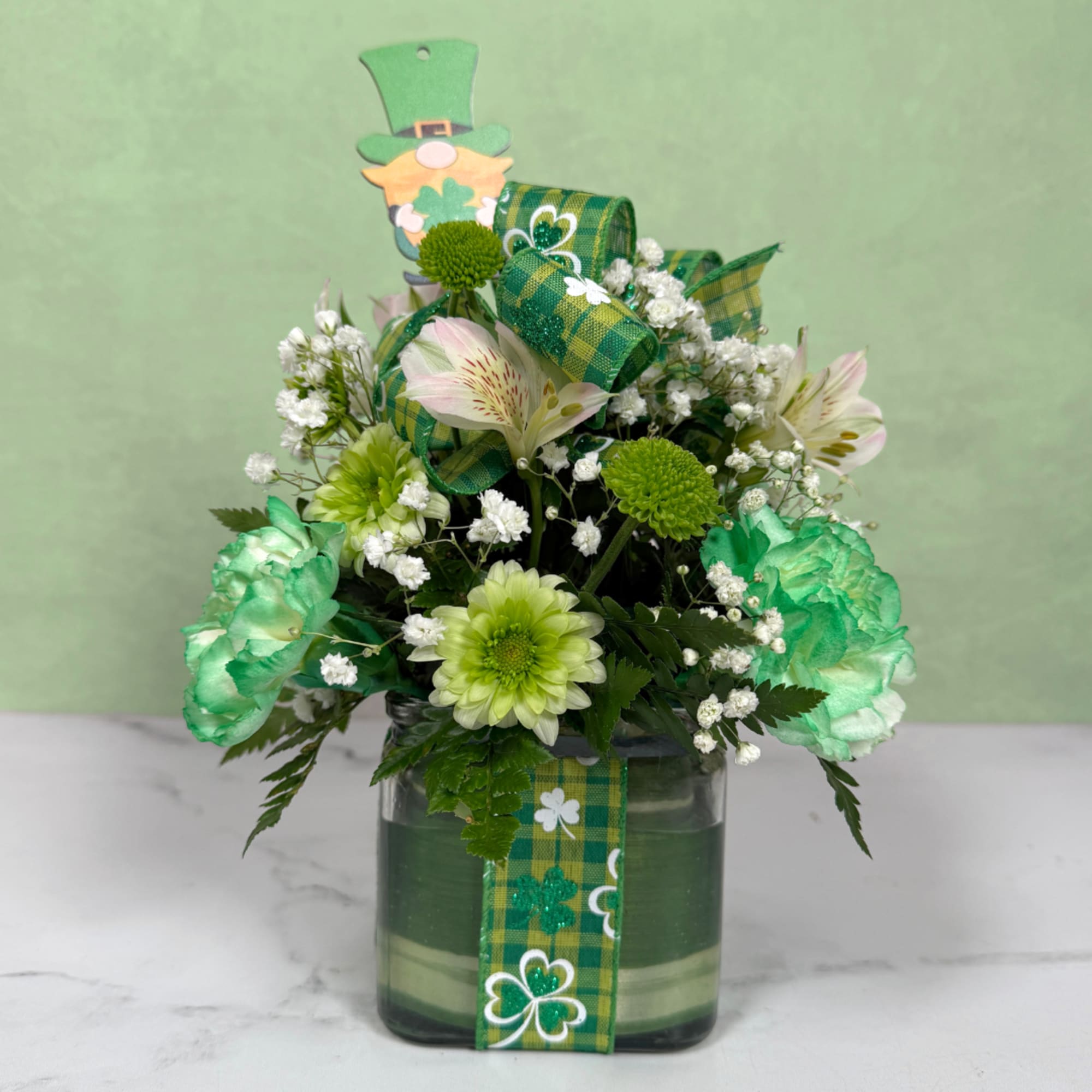 Our Leprechaun's Delight Cube by Savilles Florist is an adorable way to