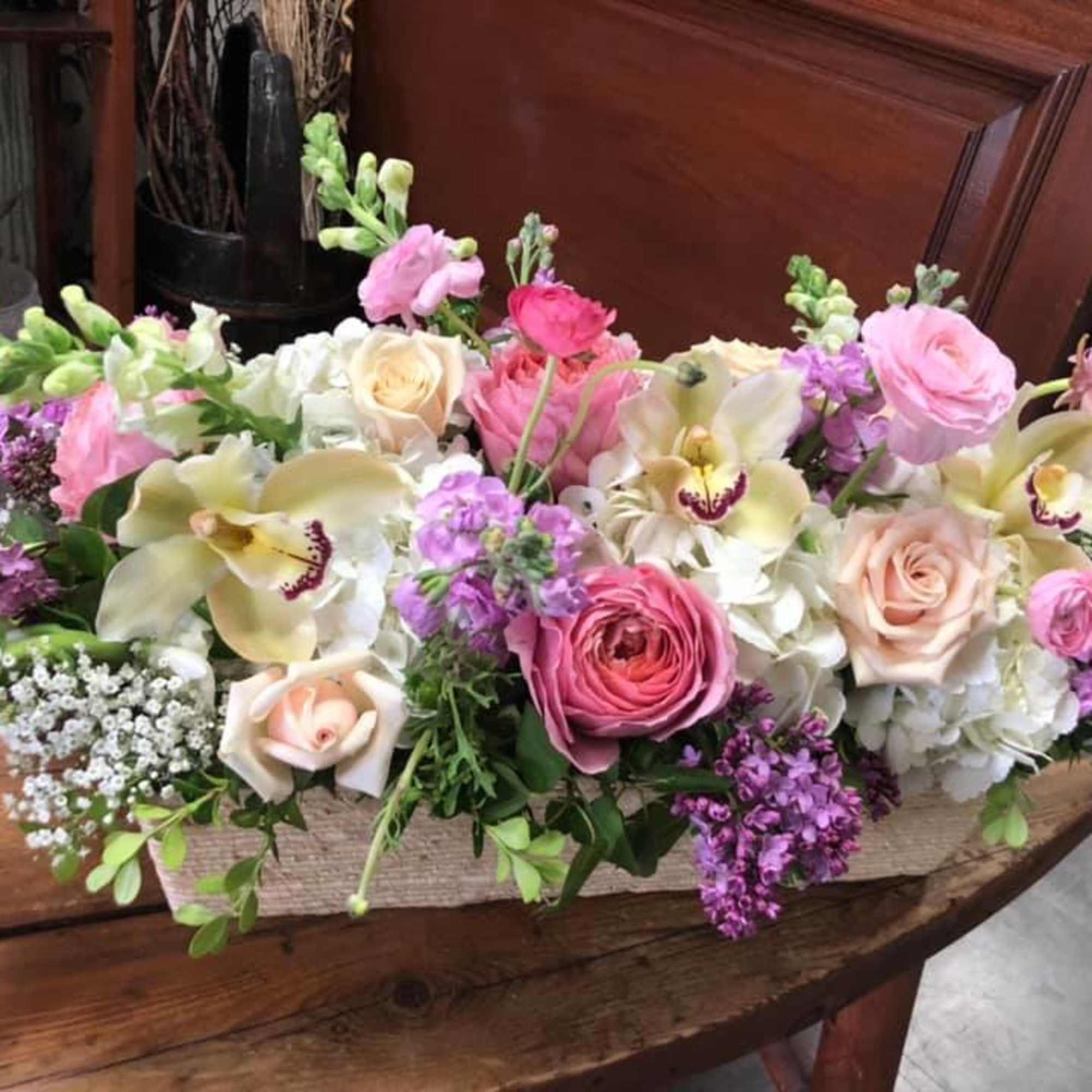 Recipe: Hydrangeas, Snapdragons, Cymbidium Orchids, Roses, Ranunculus, Stock and more in a